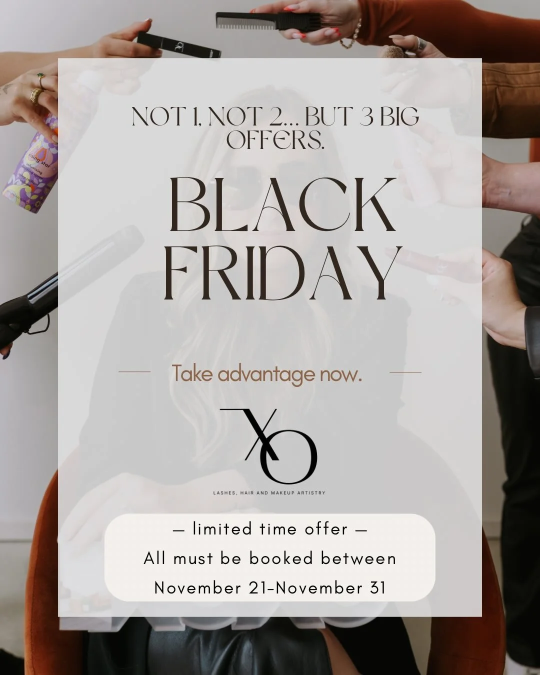 That&rsquo;s right! Not 1&hellip; not 2&hellip; but 3 big offers!! ✨

Starting tomorrow - get booked in for your XO Enhance at only $75.00 + GST, a full hair and makeup session for only $150.00+ GST, or book your wedding on an applicable date for $40