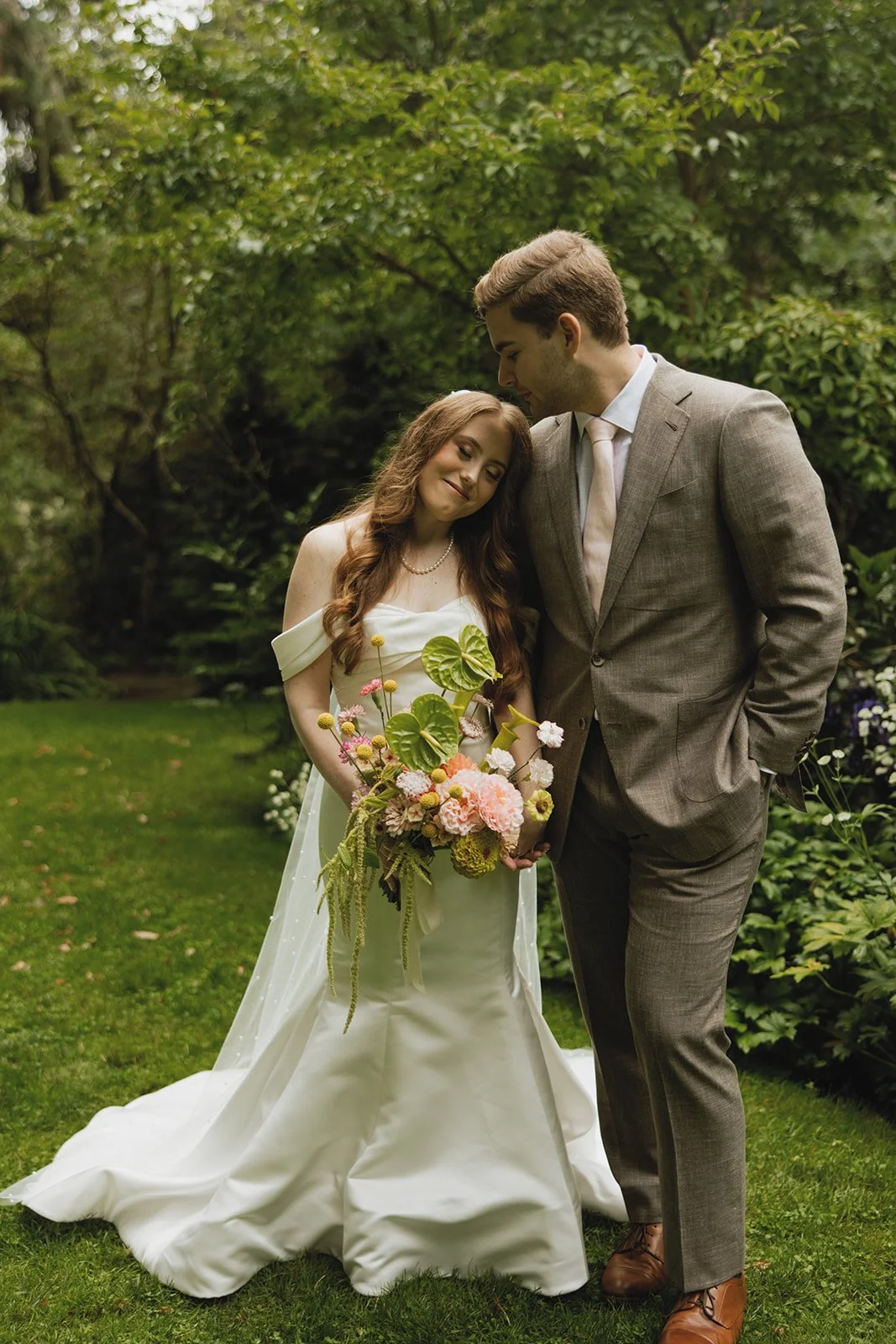 PNW Bride and Groom with Whimsical Personal Flowers.jpg
