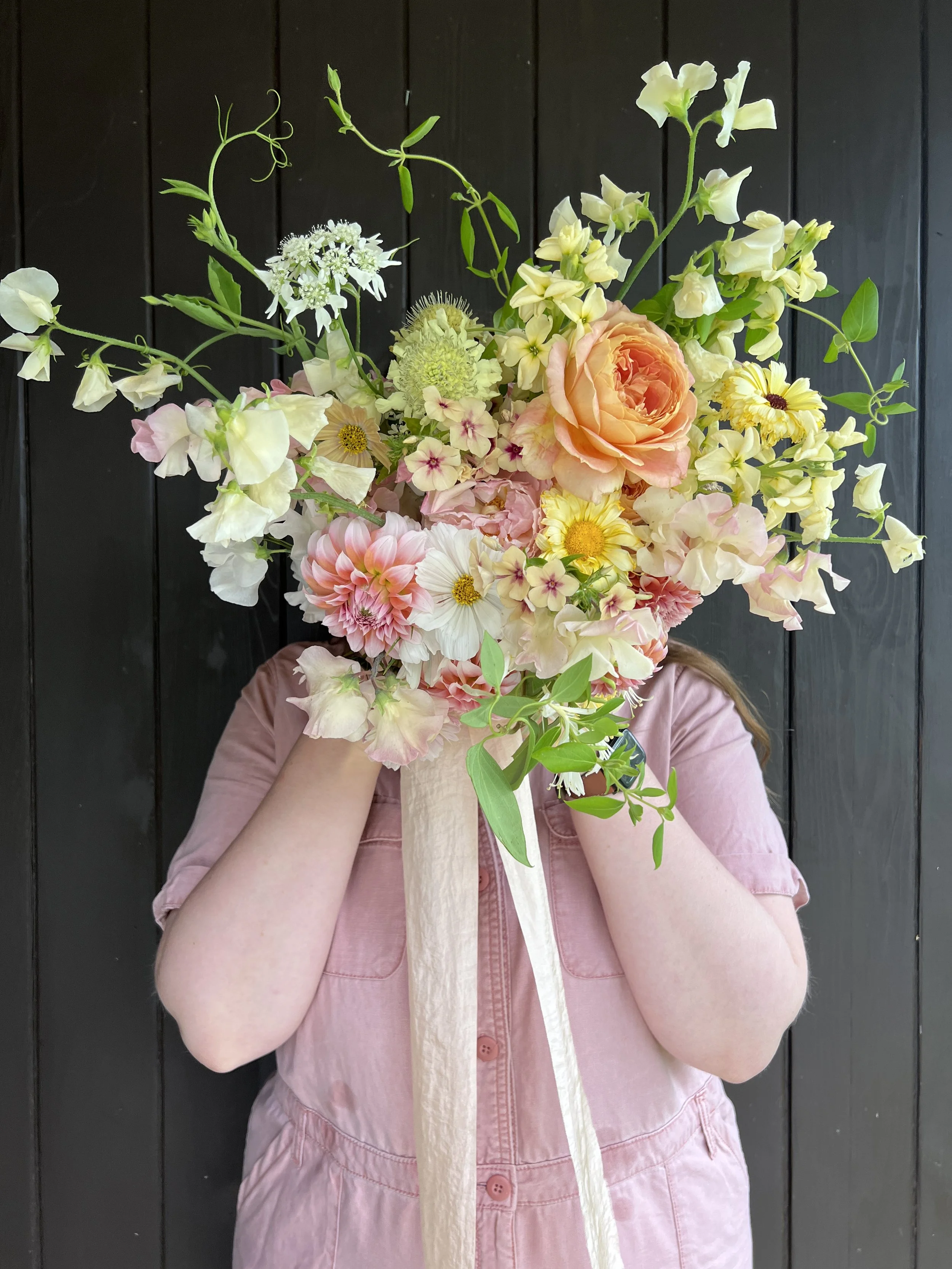 Elegant Garden Party Bridal Bouquet with Peach Roses and Dahlias.JPG