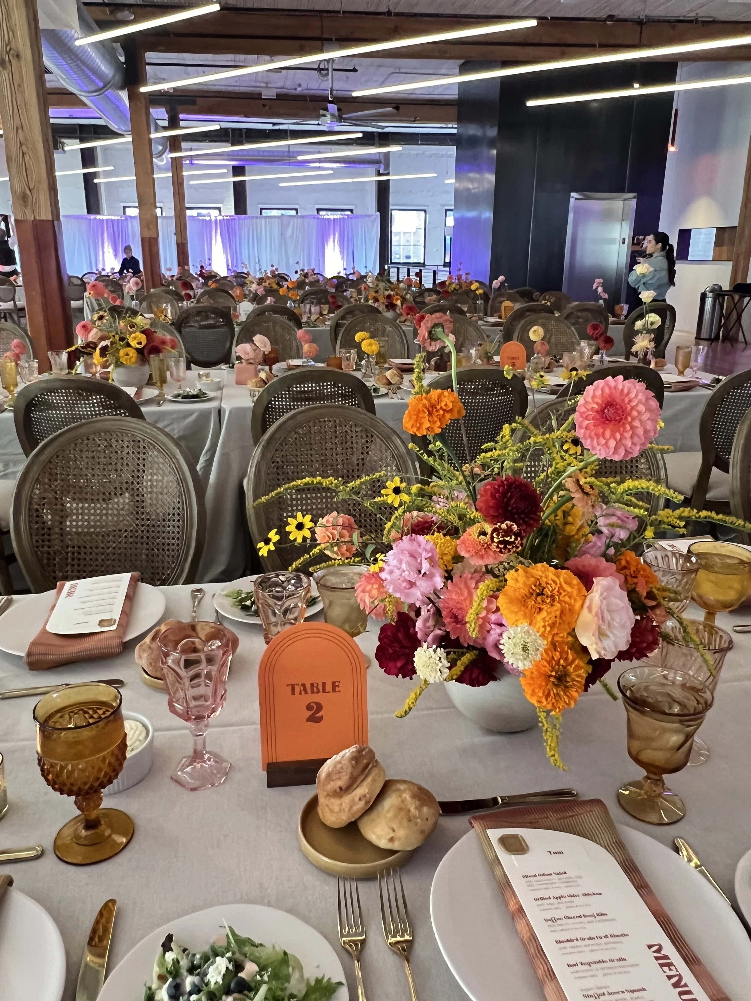 Fall Wedding Reception Floral Centerpiece at Block 41 in Downtown Seattle.jpeg