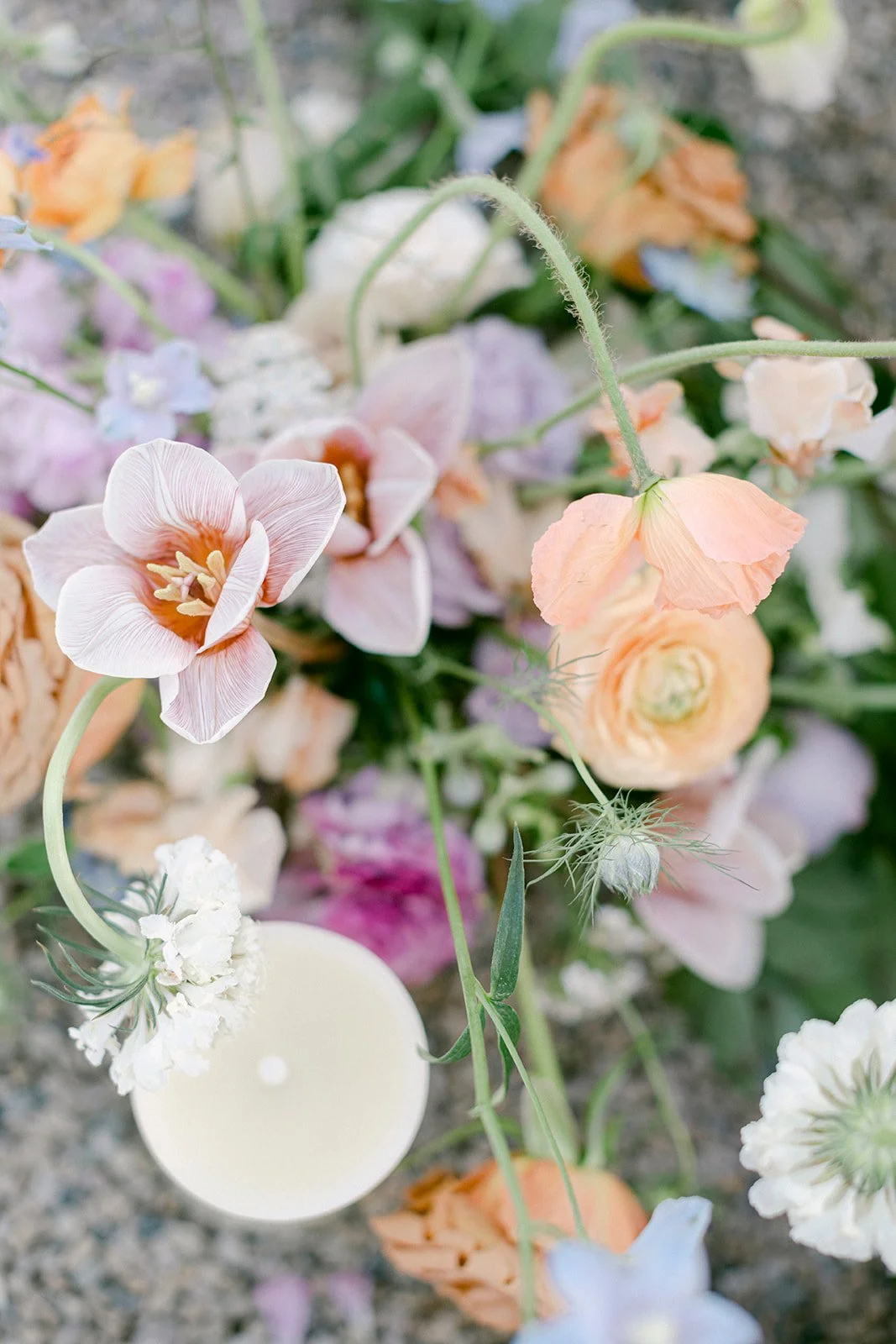Spring Pastel Florals in a Whimsical Centerpiece.JPG