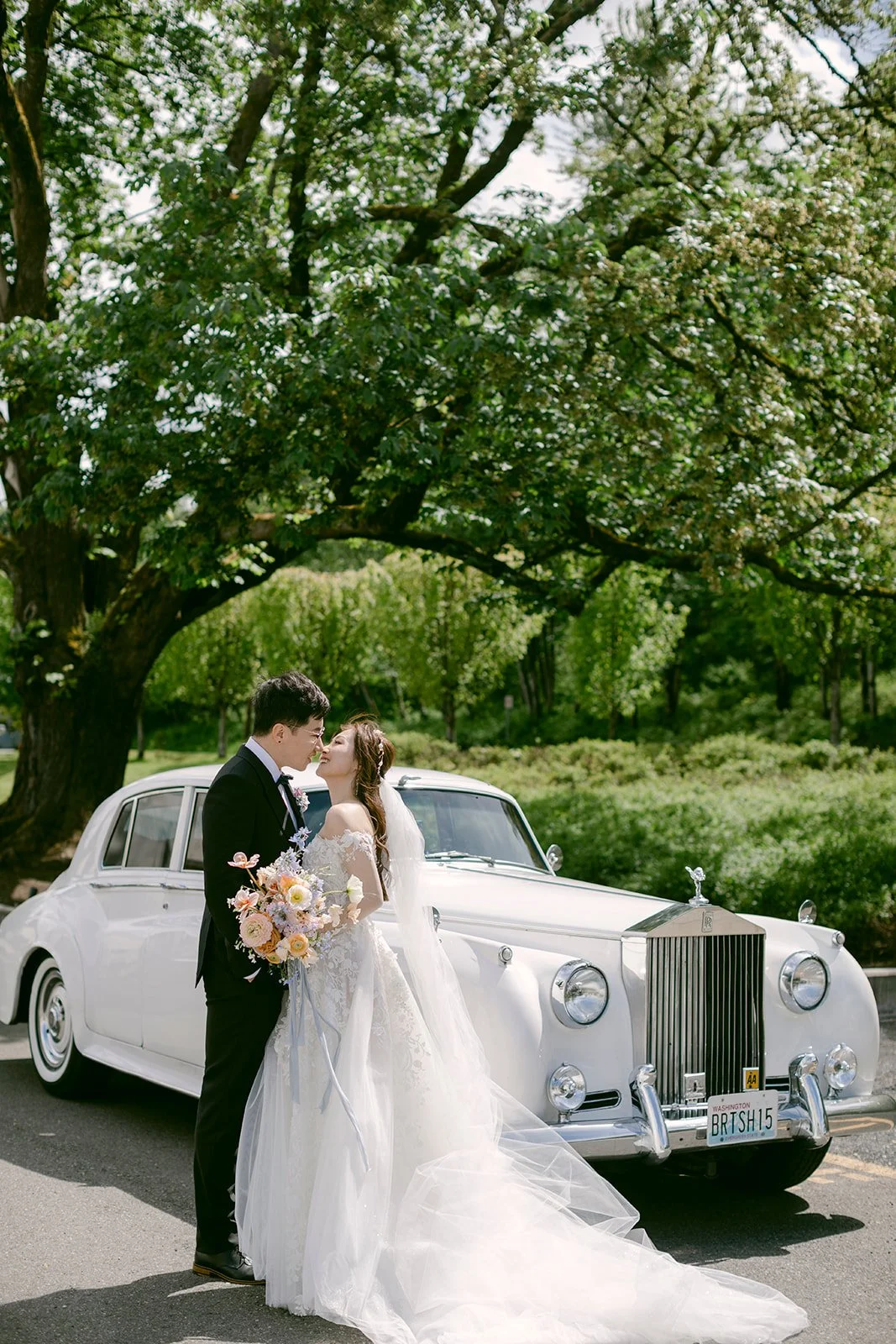 Bride and Groom with Whimsical Spring Pastel Wedding Florals.JPG