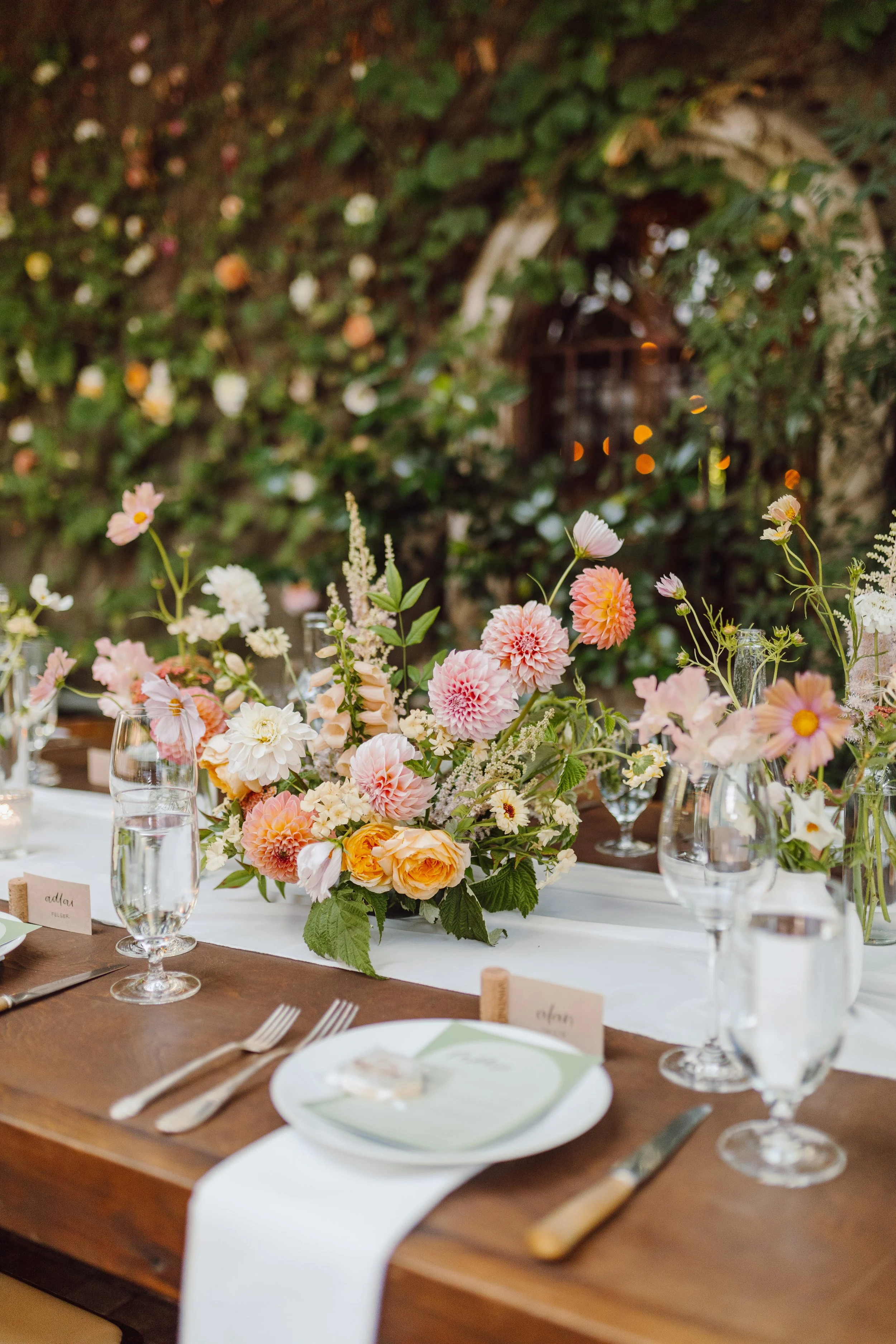 Warm Summery Floral Centerpiece - Featuring Local Dahlias.jpeg