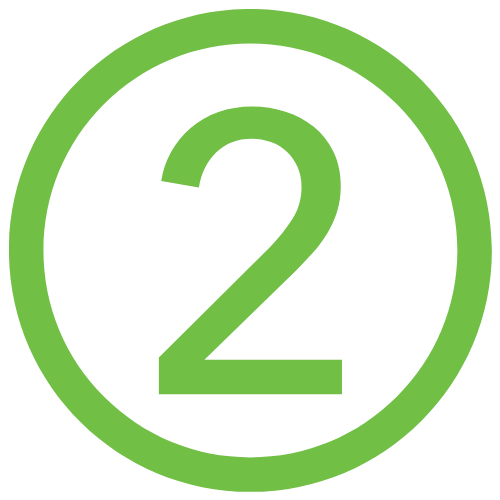 Number 2 icon in lime green font.