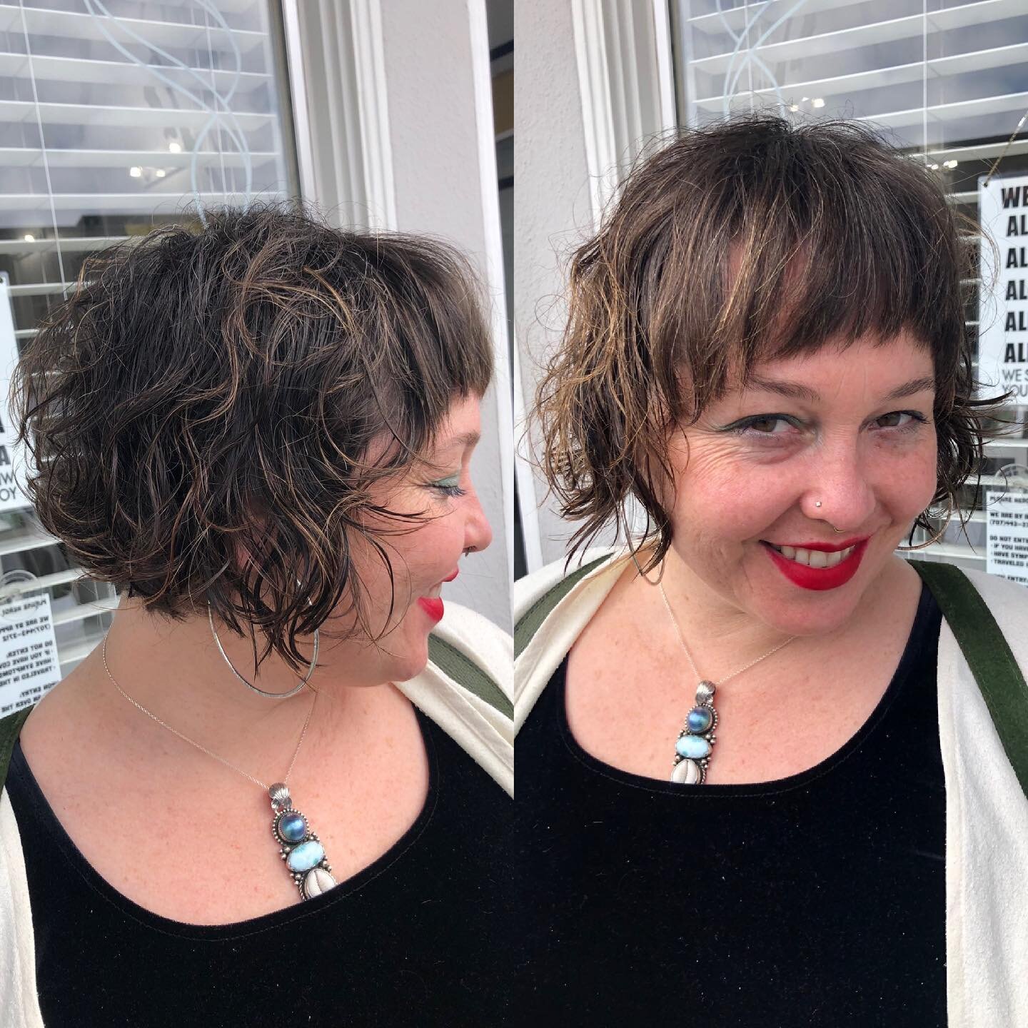 Feeling free and flirty after this one.
Styled with @cultandking Set Spray and Balm. 

Cut by @hairbysus 
#eurekastylist #tumbleweedhairparlour #frenchbob #curlyhair #razorbangs