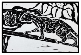  Jaguar Linoleum Cut-Block Print 