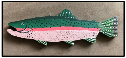  Painted Salmon Woodblock 