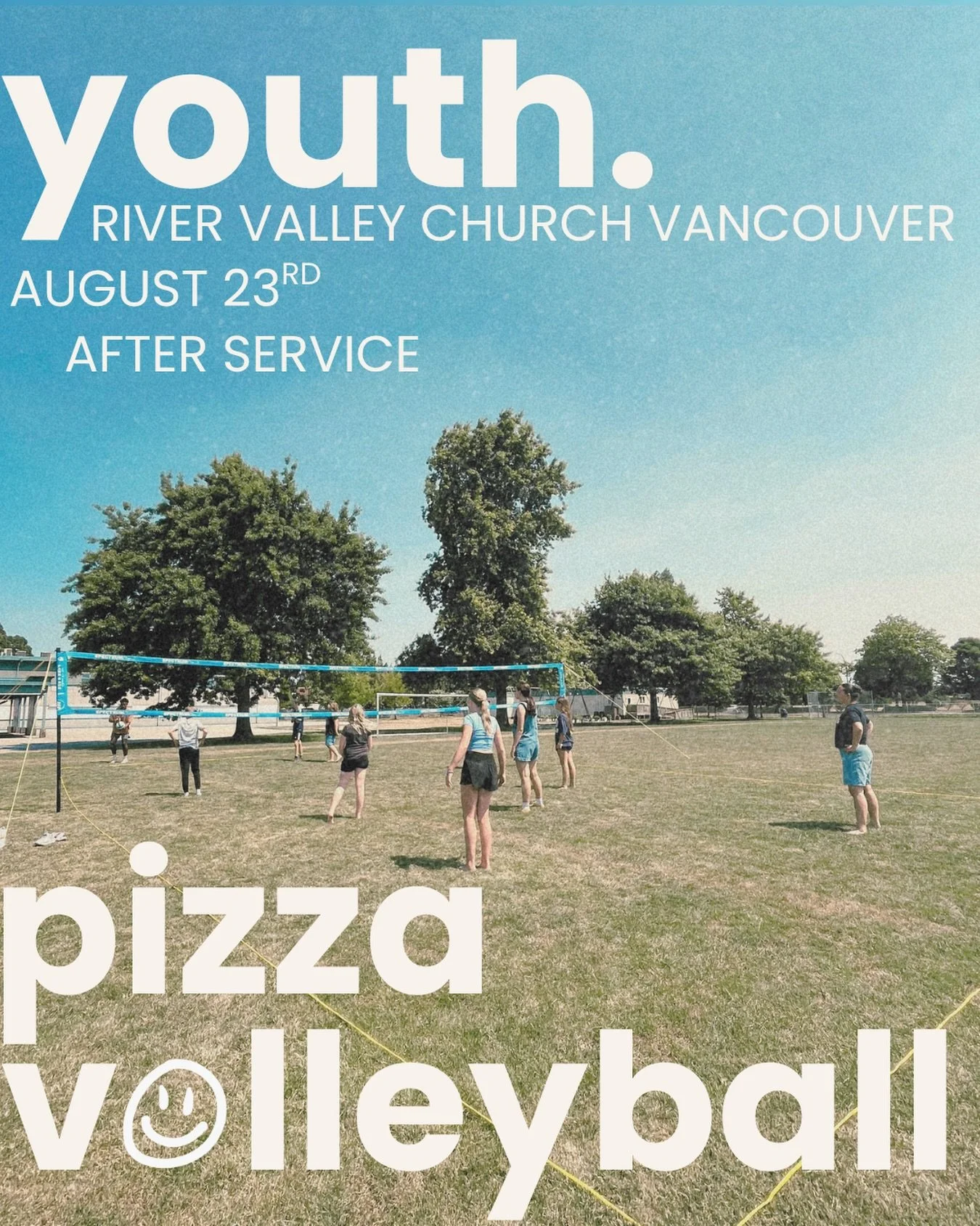 Youth DON&rsquo;T miss vball and some pizza this Sunday after service!! Come hangout!!🥳🥳 #yth #rivervalleyvan #youthevent #august23rd #volleyball