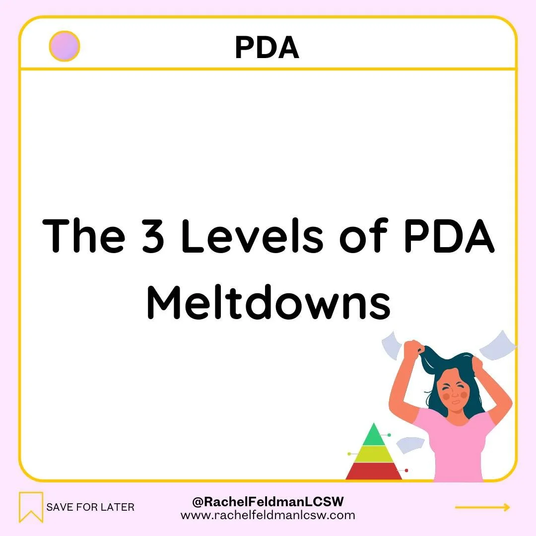 🔥 The 3 Levels of PDA Meltdowns

Level 1: Early Signs ("Signals")
It starts small&mdash;playful silliness, polite refusals, or light resistance like &ldquo;No thanks, I don&rsquo;t want to.&rdquo; These cues are easy to miss because they l