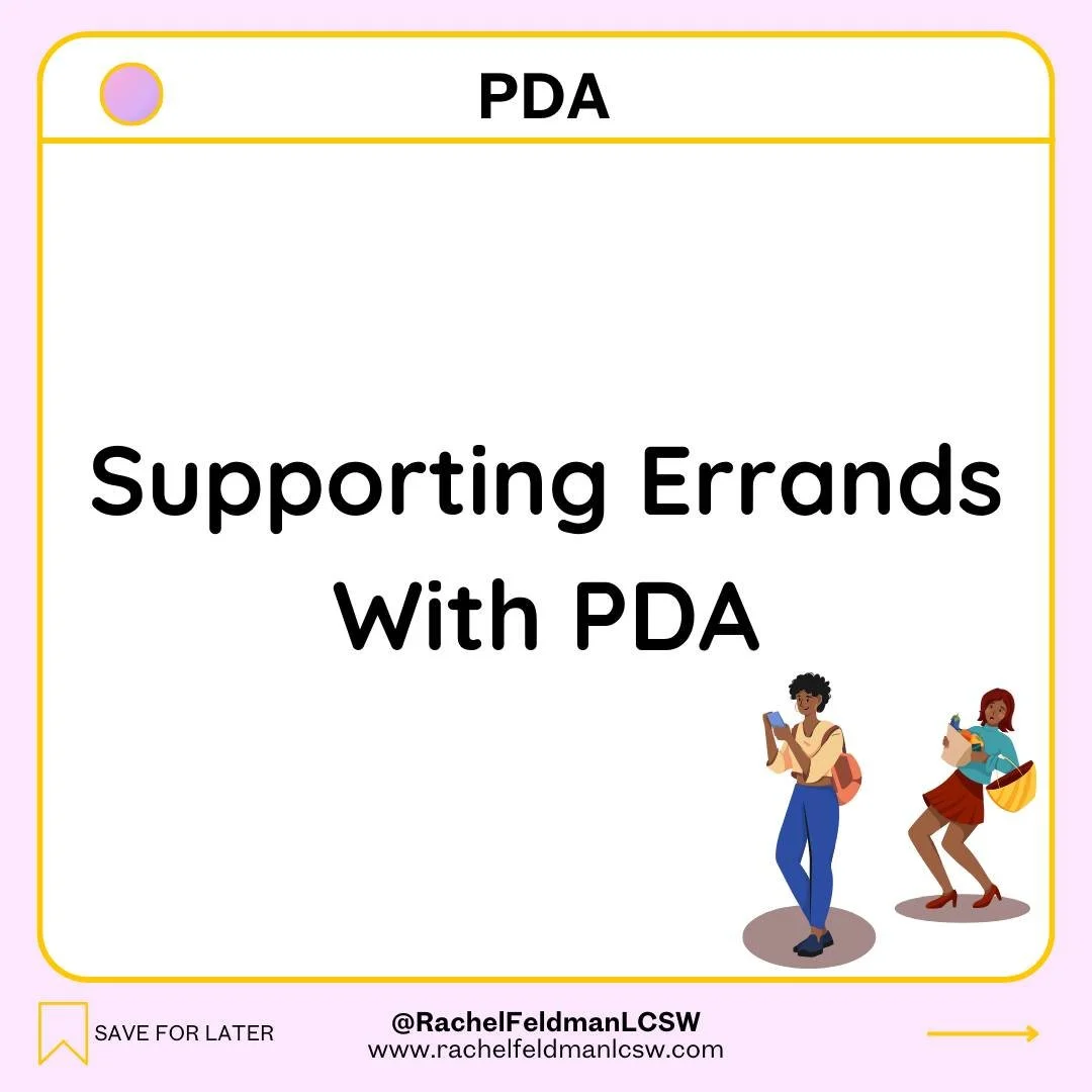 🛒 Supporting Errands With PDA

Does the child need to go
Often the best support is planning so the PDAer does not have to come. Staying home when depleted is matching demand to capacity, not avoidance.

Demand budgeting
Budget time, energy, and tole