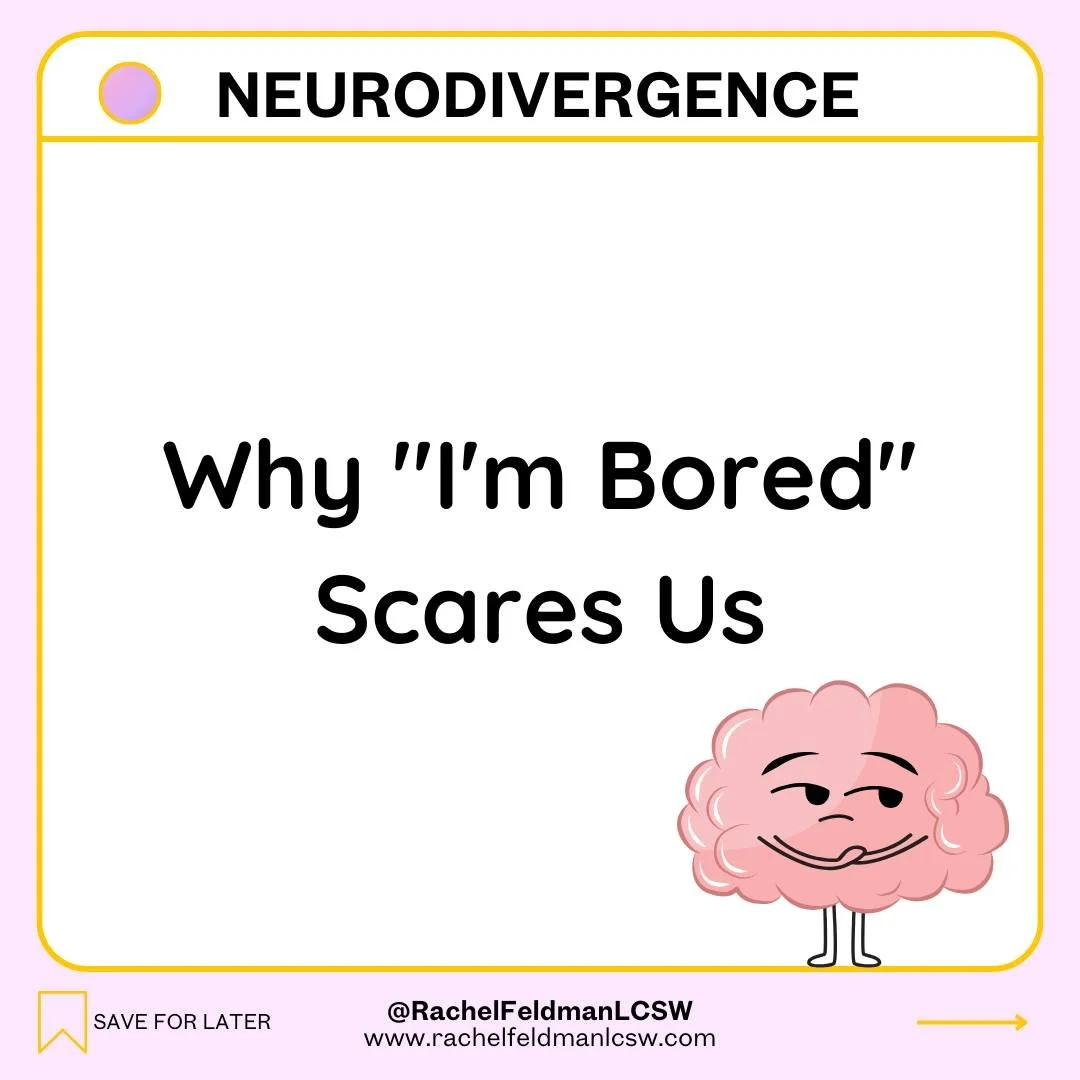 🧠 "I'm bored." Two words that can make a neurodivergent parent's whole nervous system brace for impact. 

For a lot of our kids, "I'm bored" is not a request for activities. It is a dysregulation flare. 
For PDAers, boredom can b