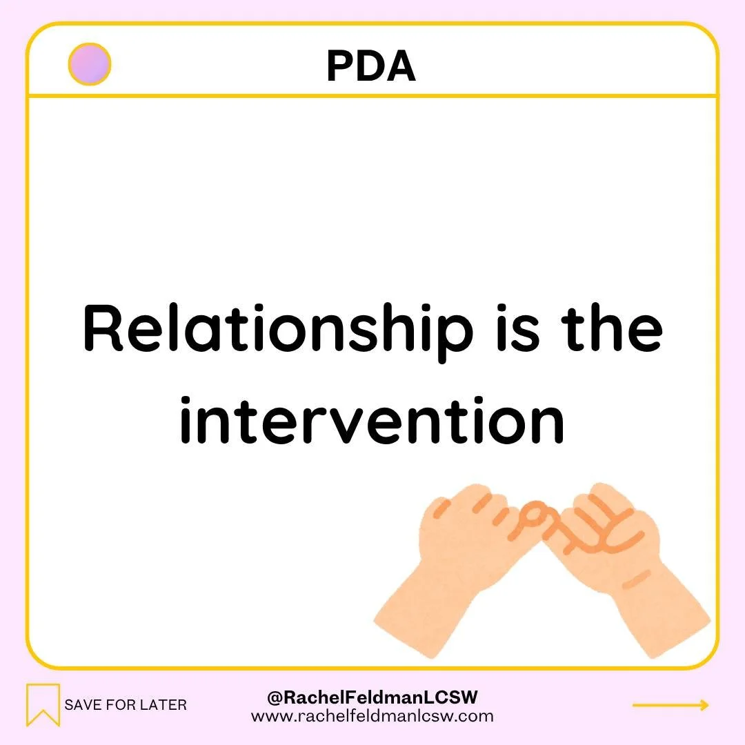 🧠 PDA: Relationship is the intervention.

No strategy works if the relationship doesn't feel safe. This is not a soft add-on. It is the foundation everything else is built on.

🔹 Safety over compliance

PDA is a nervous system level threat response