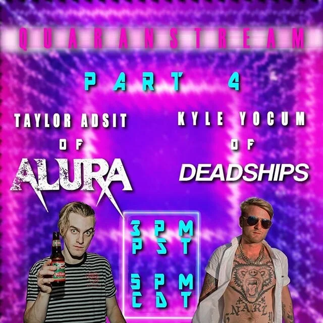 After a week off from the Quaranstreams, we&rsquo;re back at it tomorrow, May  28th with our boy @kyle_5150 from @deadships! We&rsquo;ll be streaming live here on our Instagram at 3pm PST/5pm CDT. Come hang with us as we share tour stories and a few 