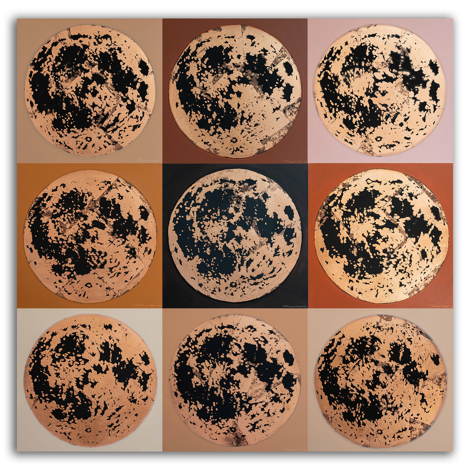 To The Moon And Back. All Nine. Original painting by artist Kate McLeod. © 2020