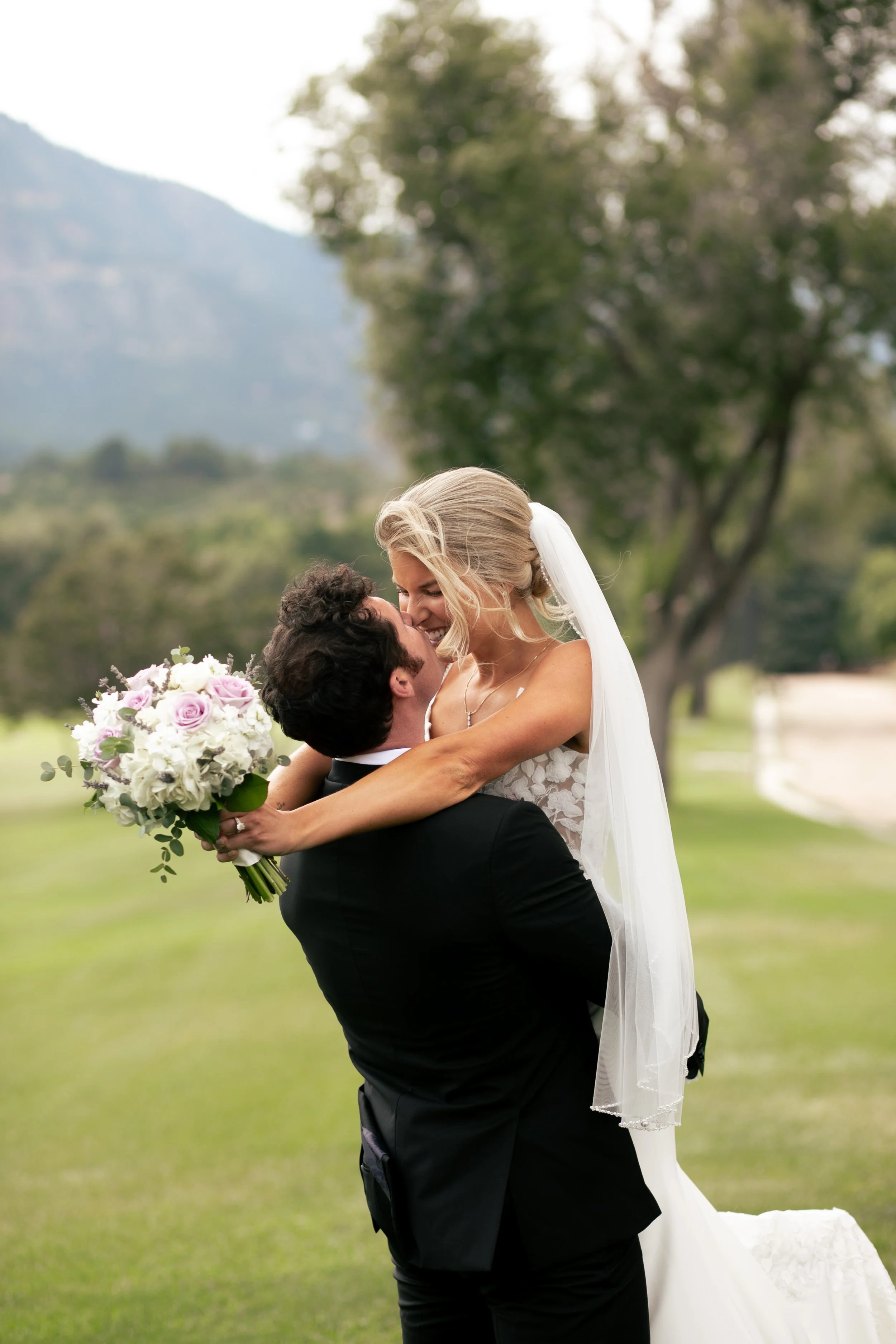 Bride and Groom Kissing