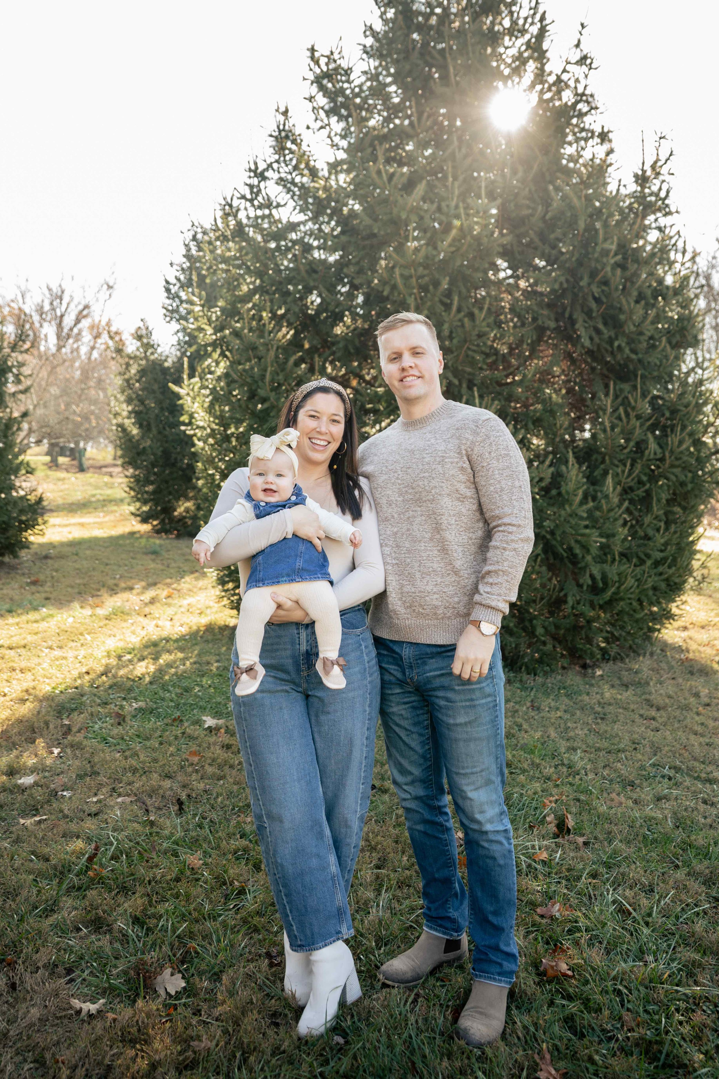family outside in the fall time