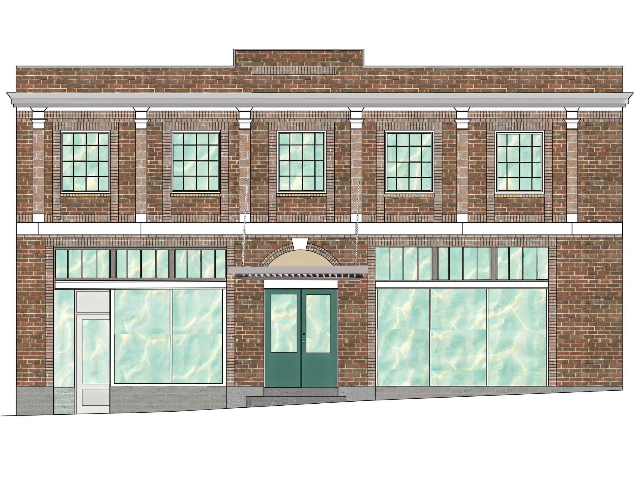 Shamrock Hotel: Gainesboro TN historic preservation store front--created in CAD