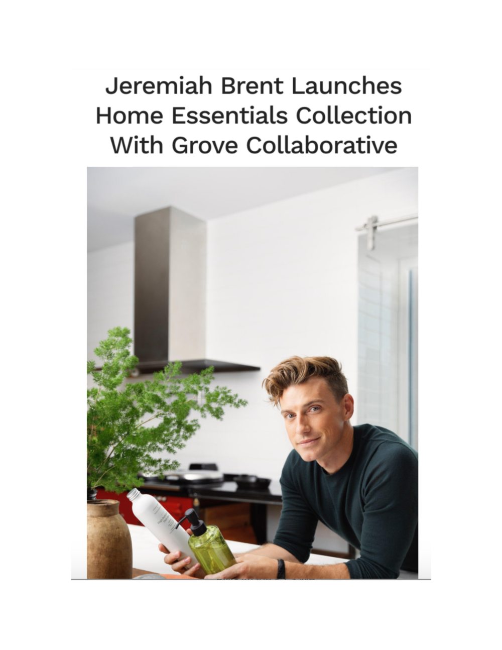Jeremiah Brent Launches Home Essentials Collection With Grove Collaborative