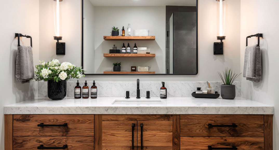 How Granite Countertop In Bathroom Adjusts to Cabinet Height Gaps?