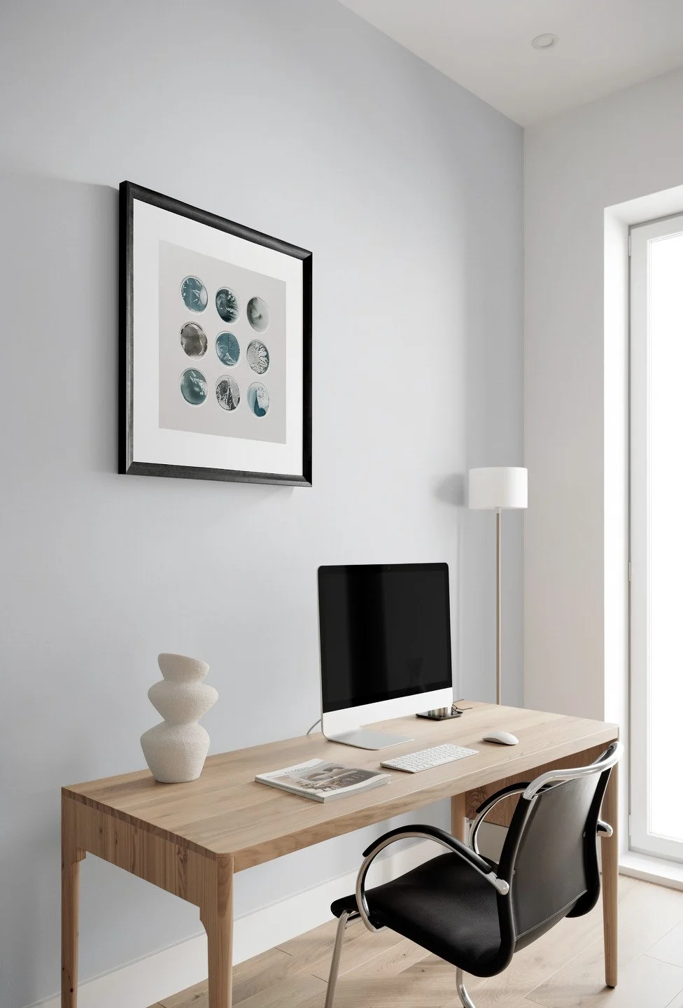 Wooden desk with computer and vase-Angled.jpg