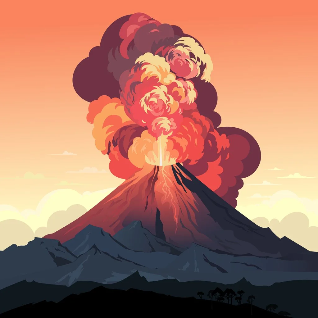 Volcano erupting as a way of representing child meltdowns