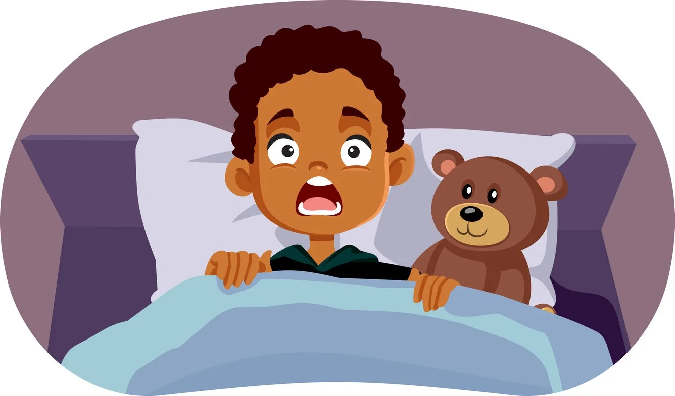Boy frightened having bedtime problems