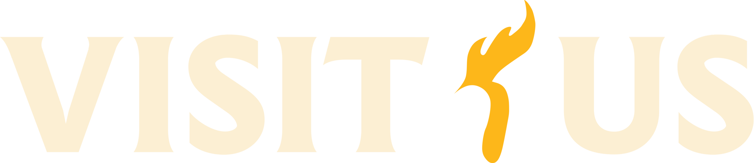 The logo of the band Vistitus, featuring bold beige letters with a stylized flame above the letter I.