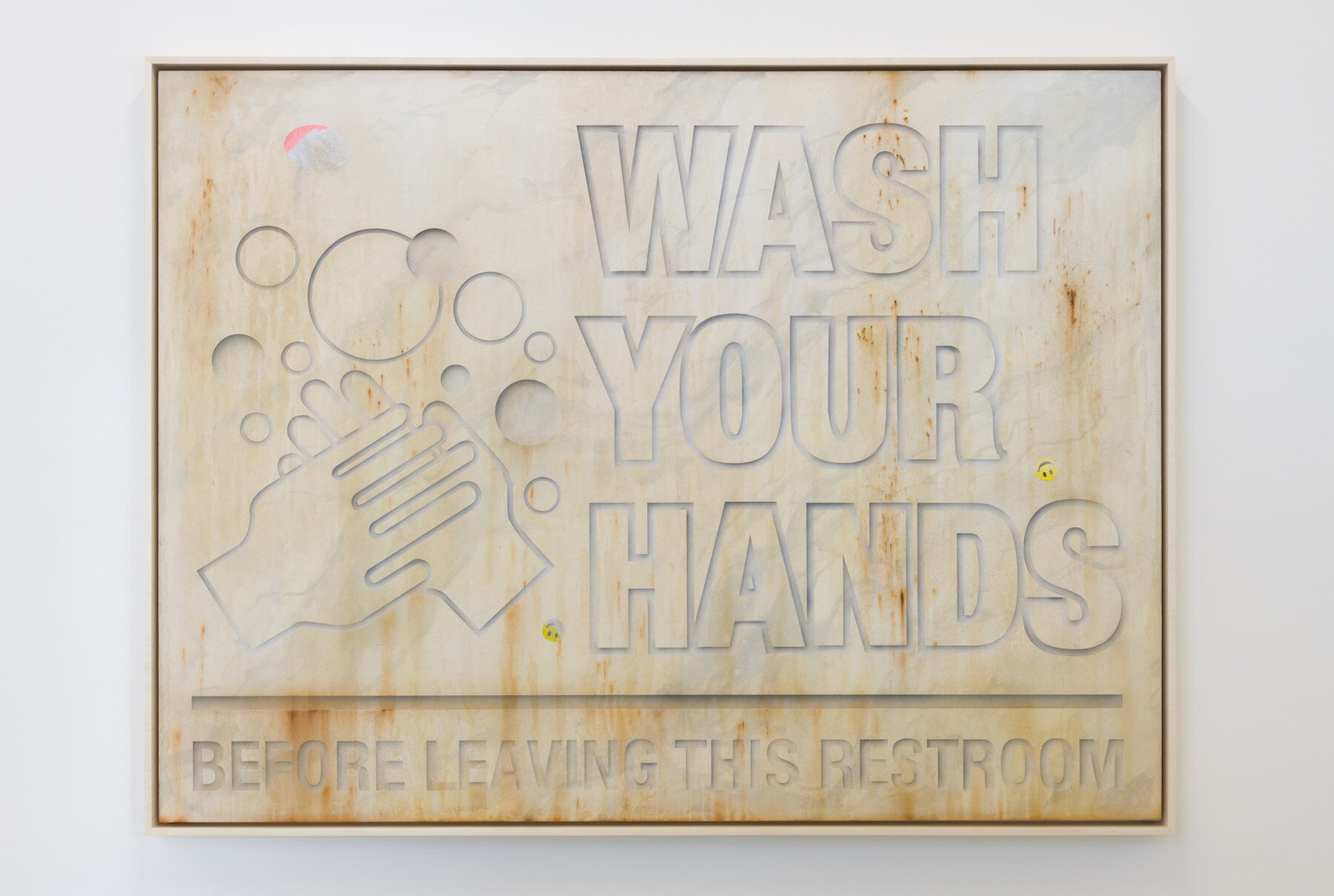   "Wash Your Hands" Carrara Marble , 2017. Acrylic on canvas. 36 x 48 inches 