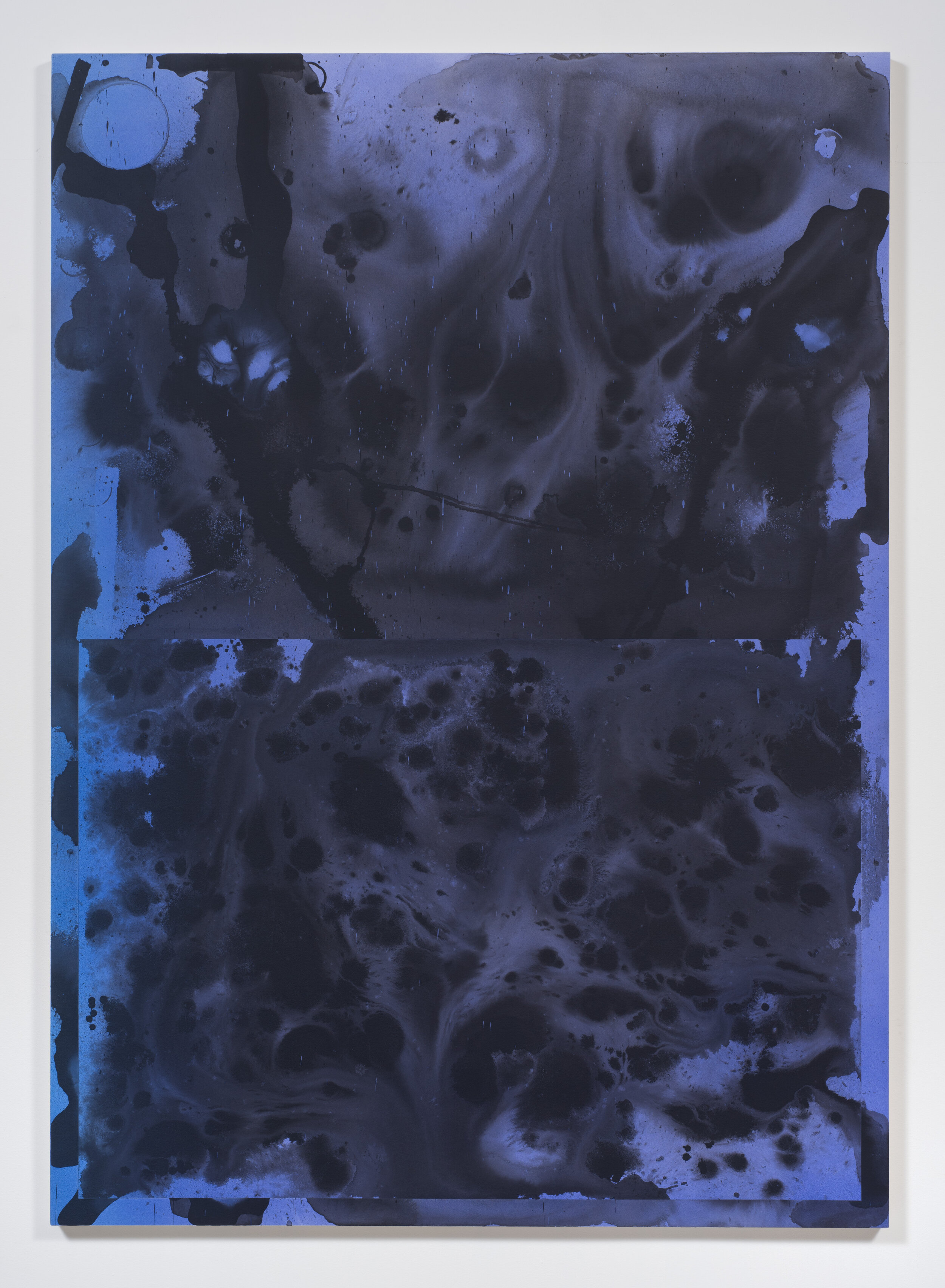   Untitled Painting in Cerulean over Violet,  2014. Acrylic on canvas. 84 x 60 inches 