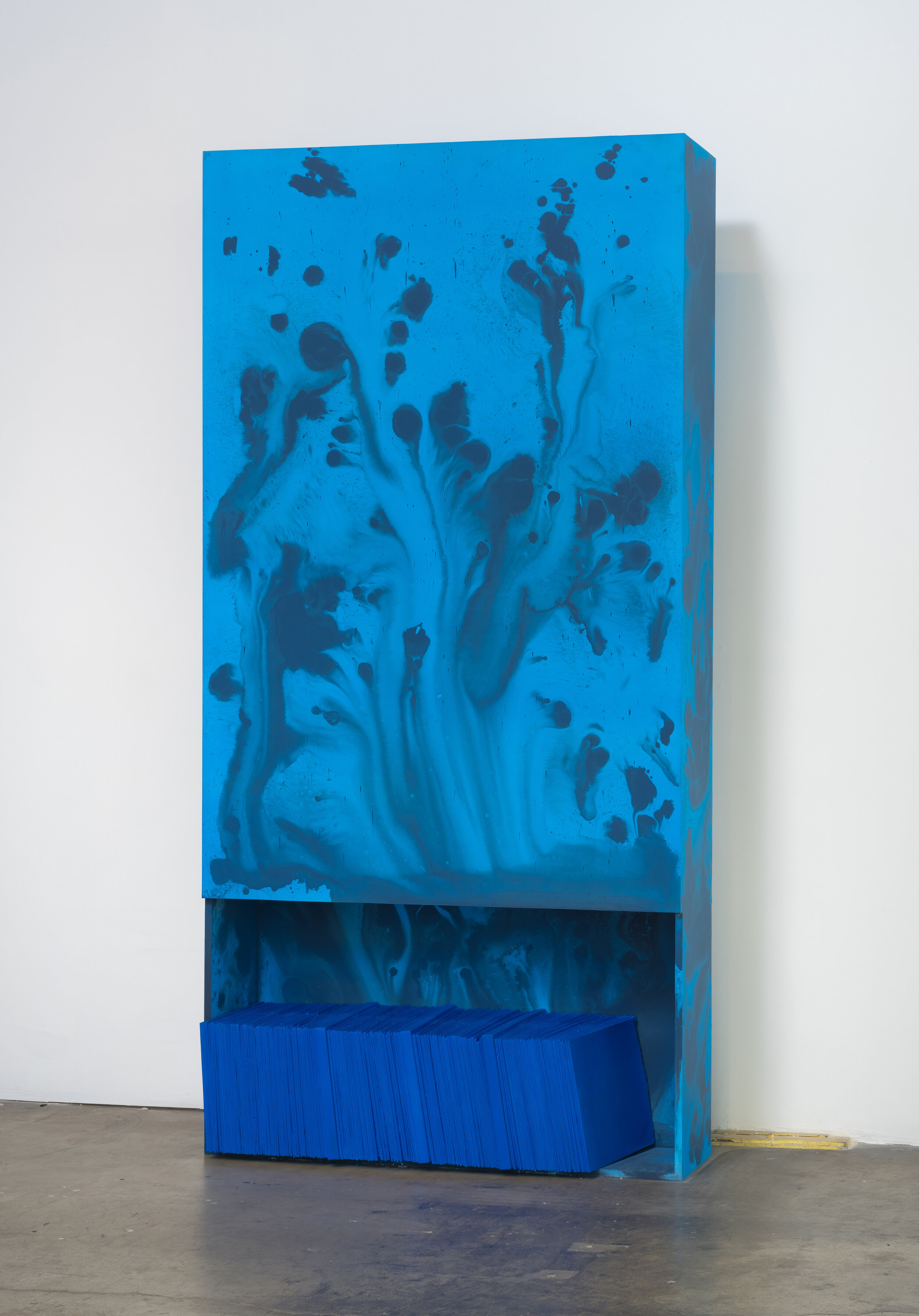   Large Plinth with Records , 2014. Painted MDF and painted hydrocal. 96 x 48 x 12 inches 