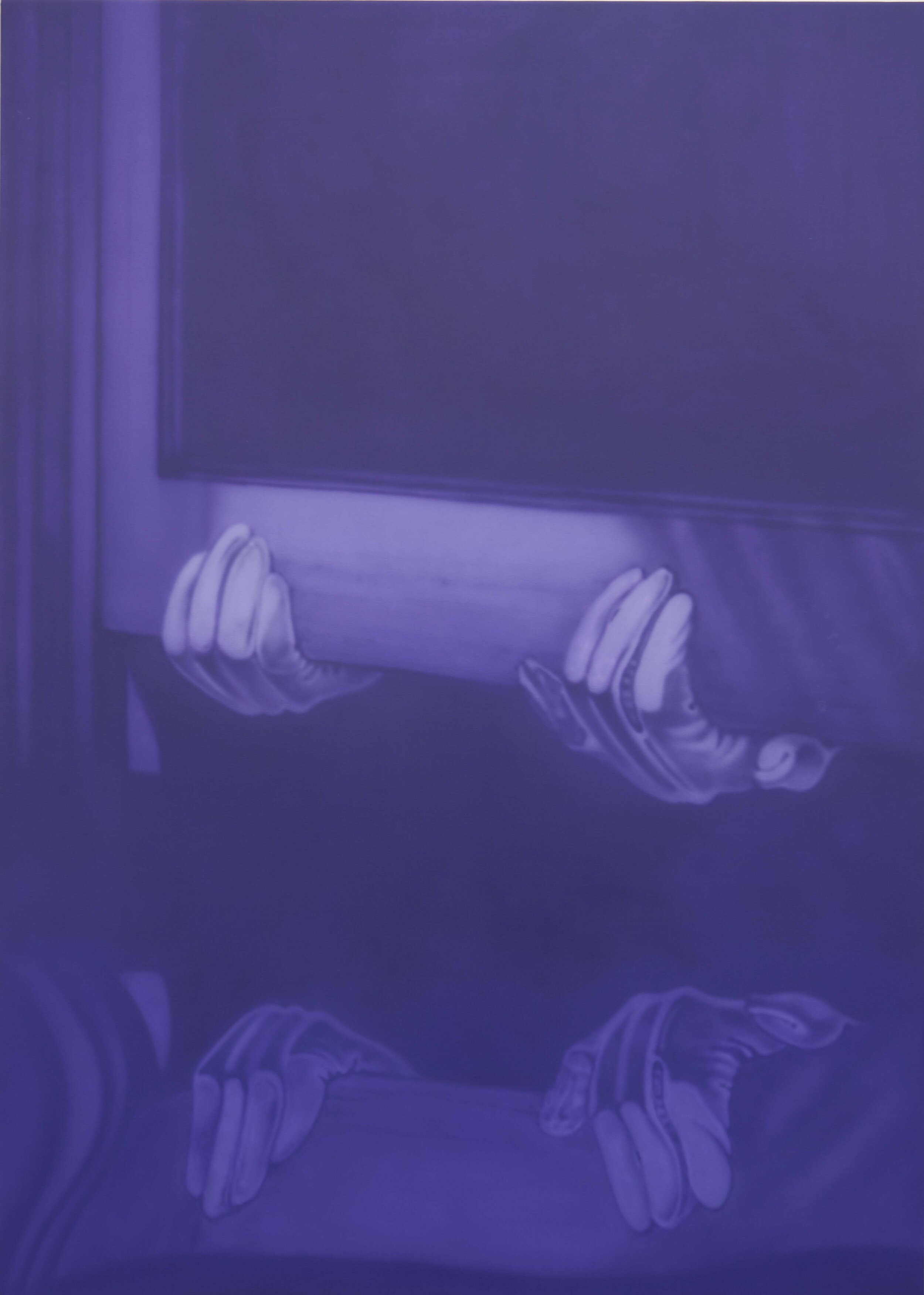  Thief Painting in Violet,  2014. Acrylic on canvas. 84 x 60 inches 