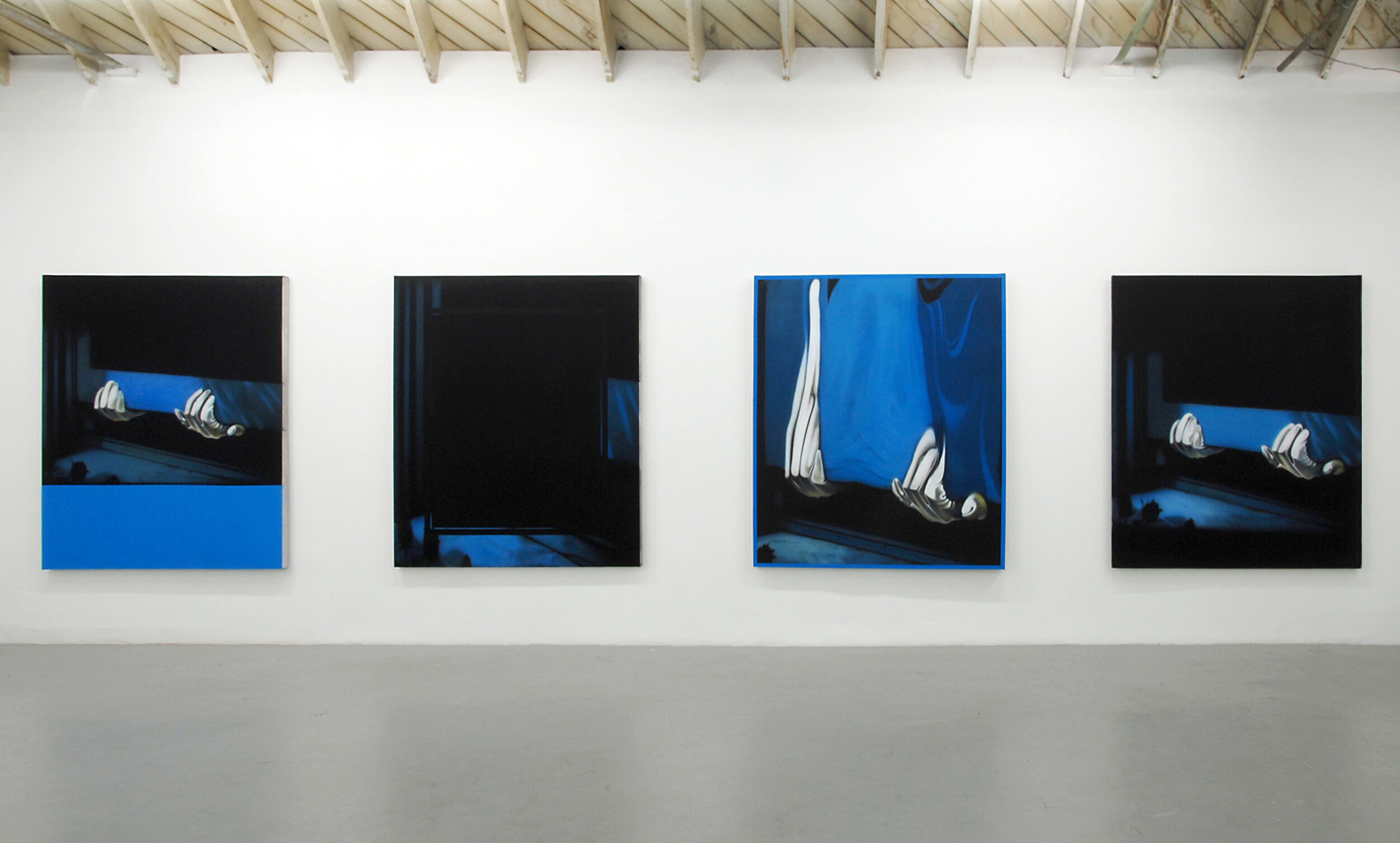   1, 2, 3, 4 Thiefs (Part 1-4),  2011. Acrylic on canvas. 72 x 62 inches 