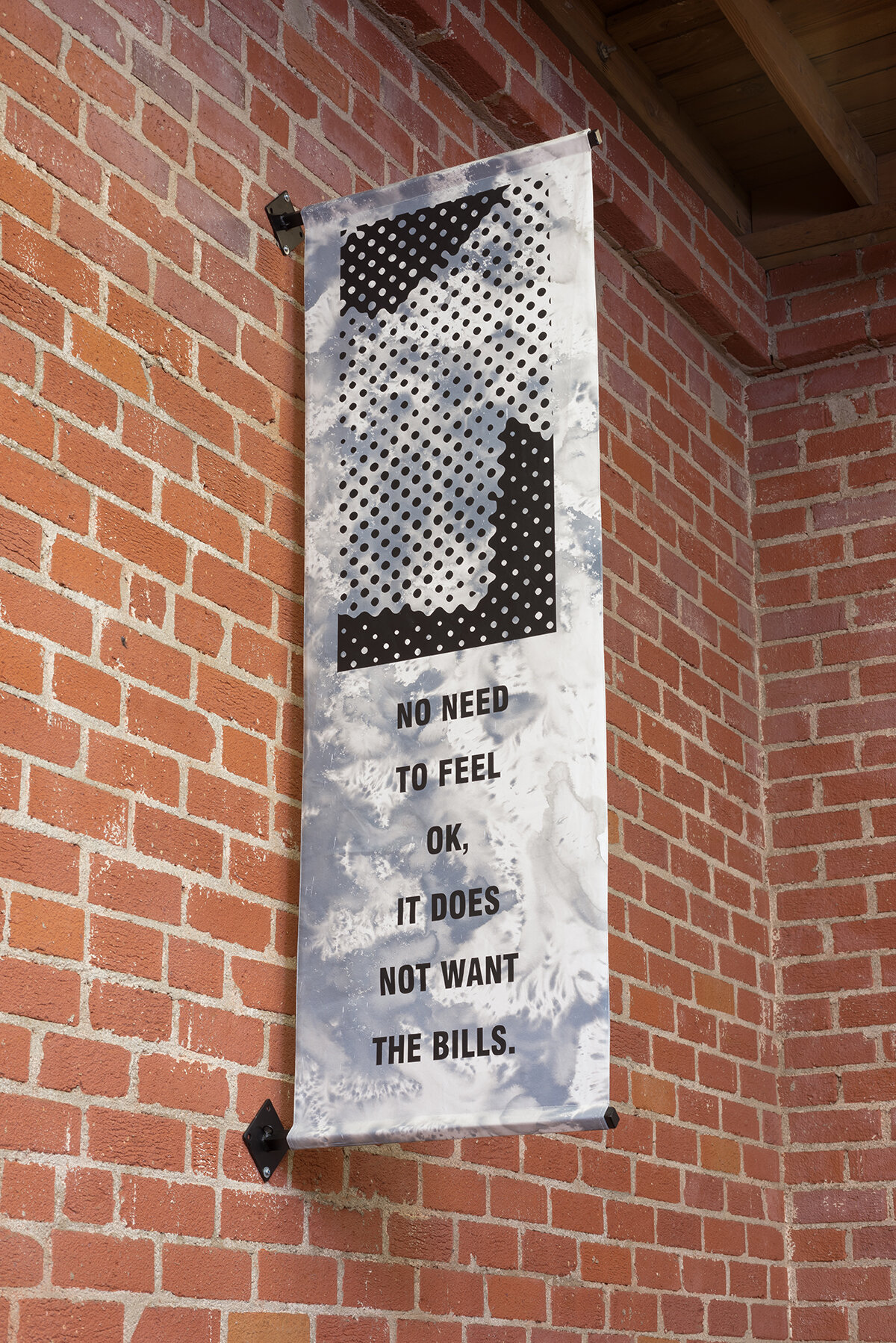   FPO Banner (Designed by Struggle Inc.),  2014. Acrylic on canvas with steel. 72 x 24 inches 