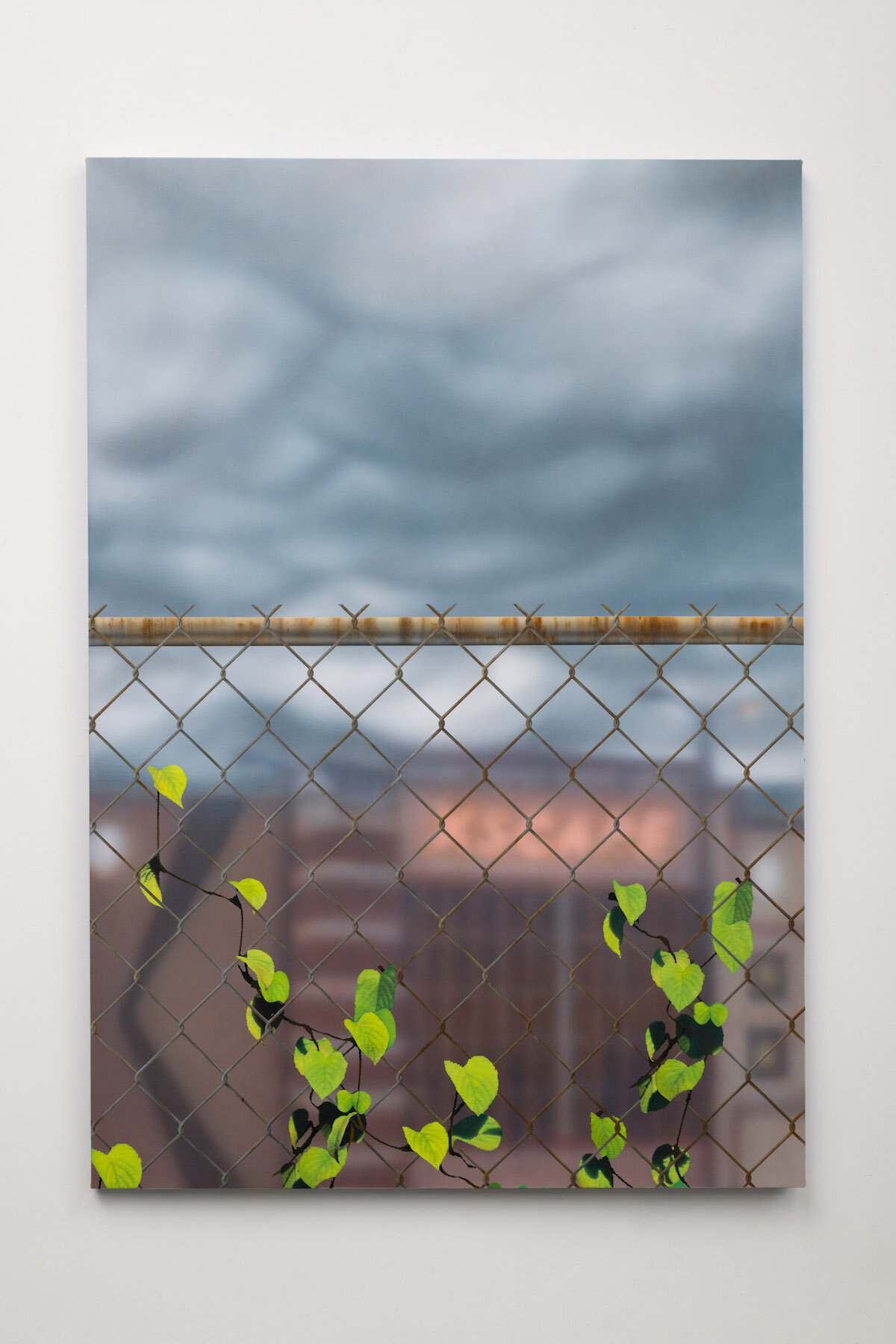   Xscape with Chain Link and Ivy,  2018. Acrylic on canvas. 72 x 50 inches 