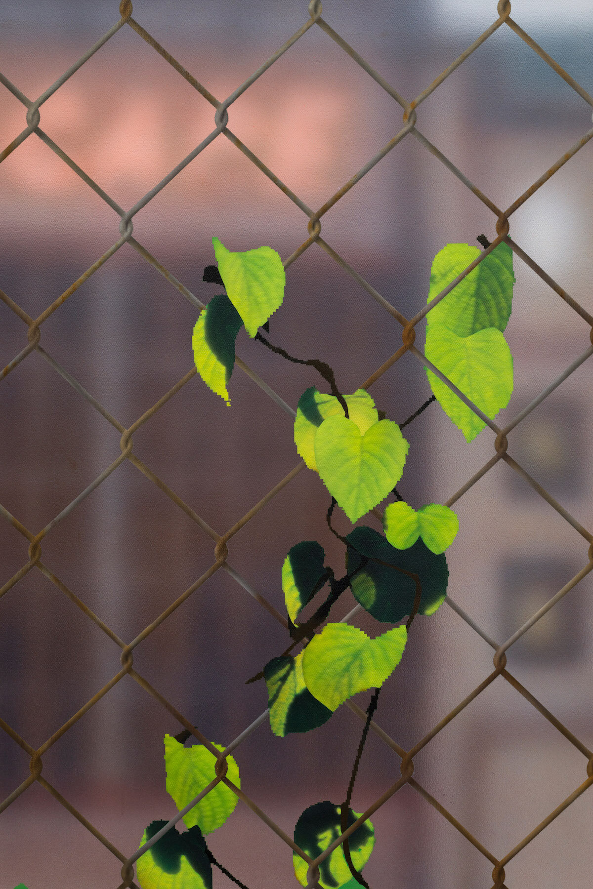   Xscape with Chain Link and Ivy , 2018. (Detail) 