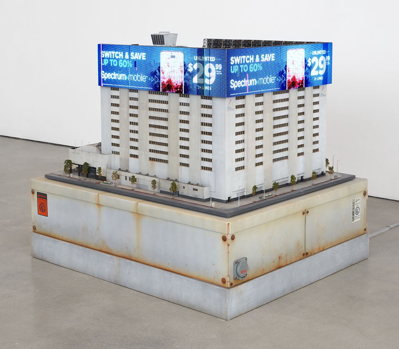   Halloween City , 2022. LED screens with acrylic paint on 3D printed PLA and MDF. 57 x 46 x 32 inches 