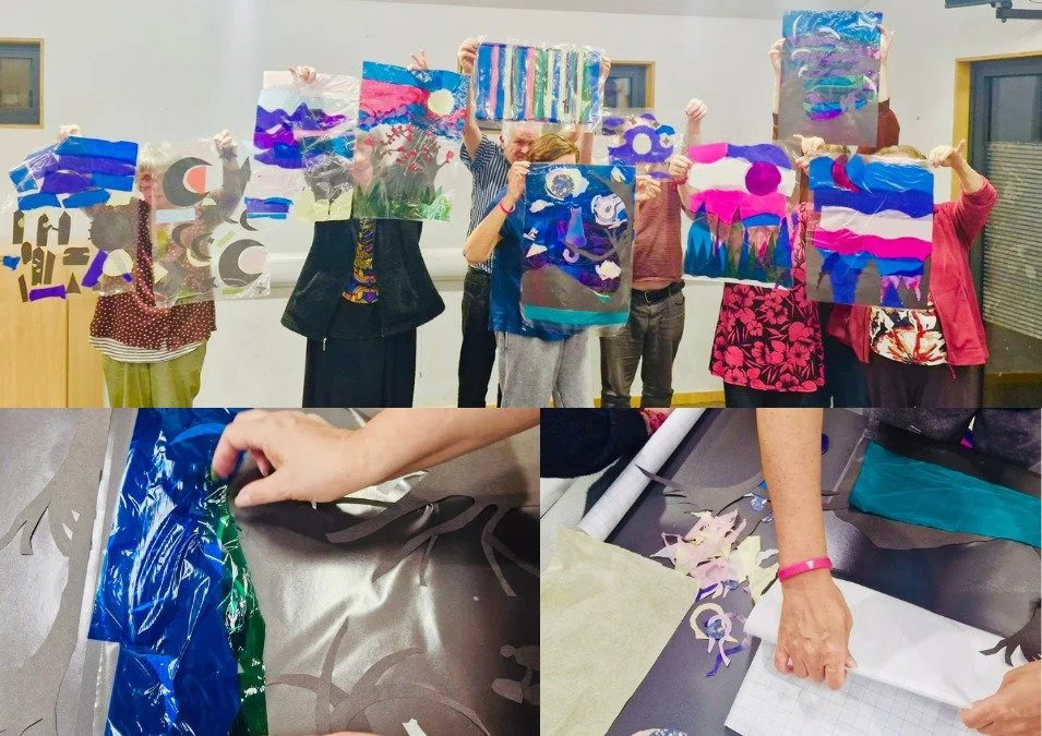 The Night Sky @ Jubilee Sapphire Community Centre, Collier Row

Our Wednesday workshops relaunched this week with the first of Nat Campbell's The Night Sky workshops at the Sapphire Jubilee Centre. Using wintery blues, purples and greens, the range o