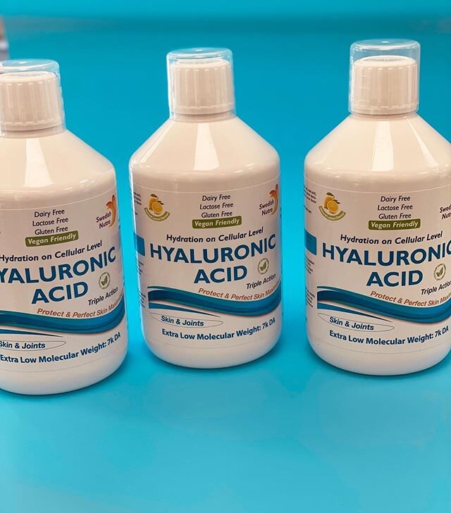 Swedish Nutra Premium Grade Hyaluronic acid.
Provides hydration from the inside out.Nourishes collagen naturally produced by the body,promotes skin cell production👌Keeps bones lubricated,promotes fast wound healing and preserves bone strength👌  33 