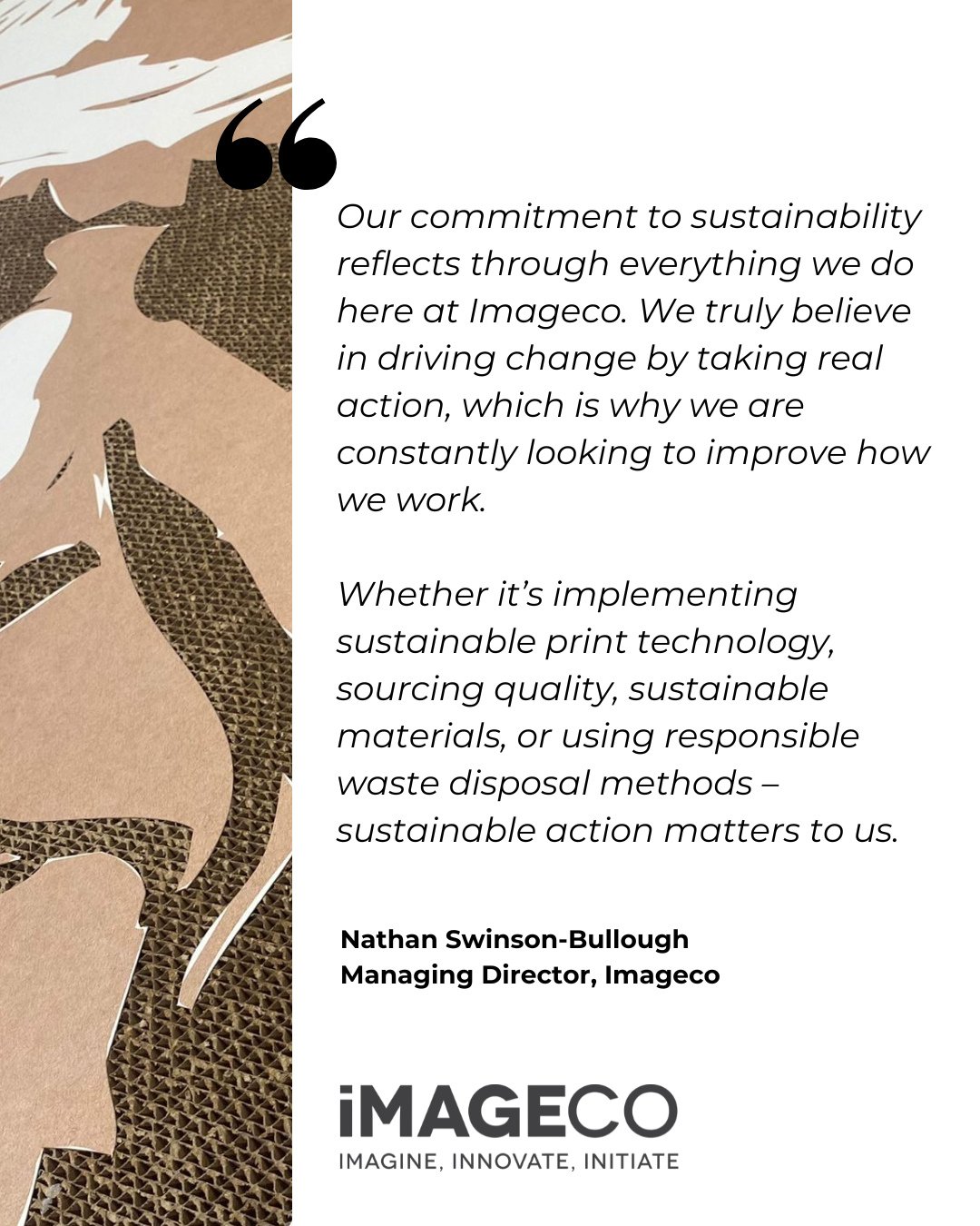 Imageco is a leading company in sustainable wide-format print and signage, dedicated to delivering positive impact for their clients, employees, and community, while prioritising environmental sustainability.⁠
⁠
Last year, @imagecoprint was awarded t
