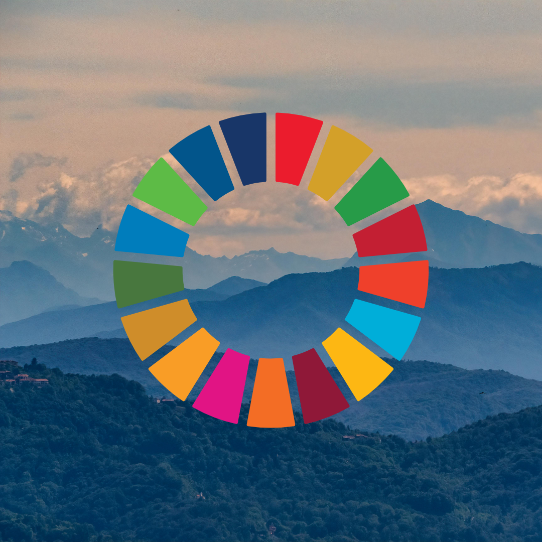 United Nations Sustainable Development Goals (SDGs) and natural forest and blue sky background