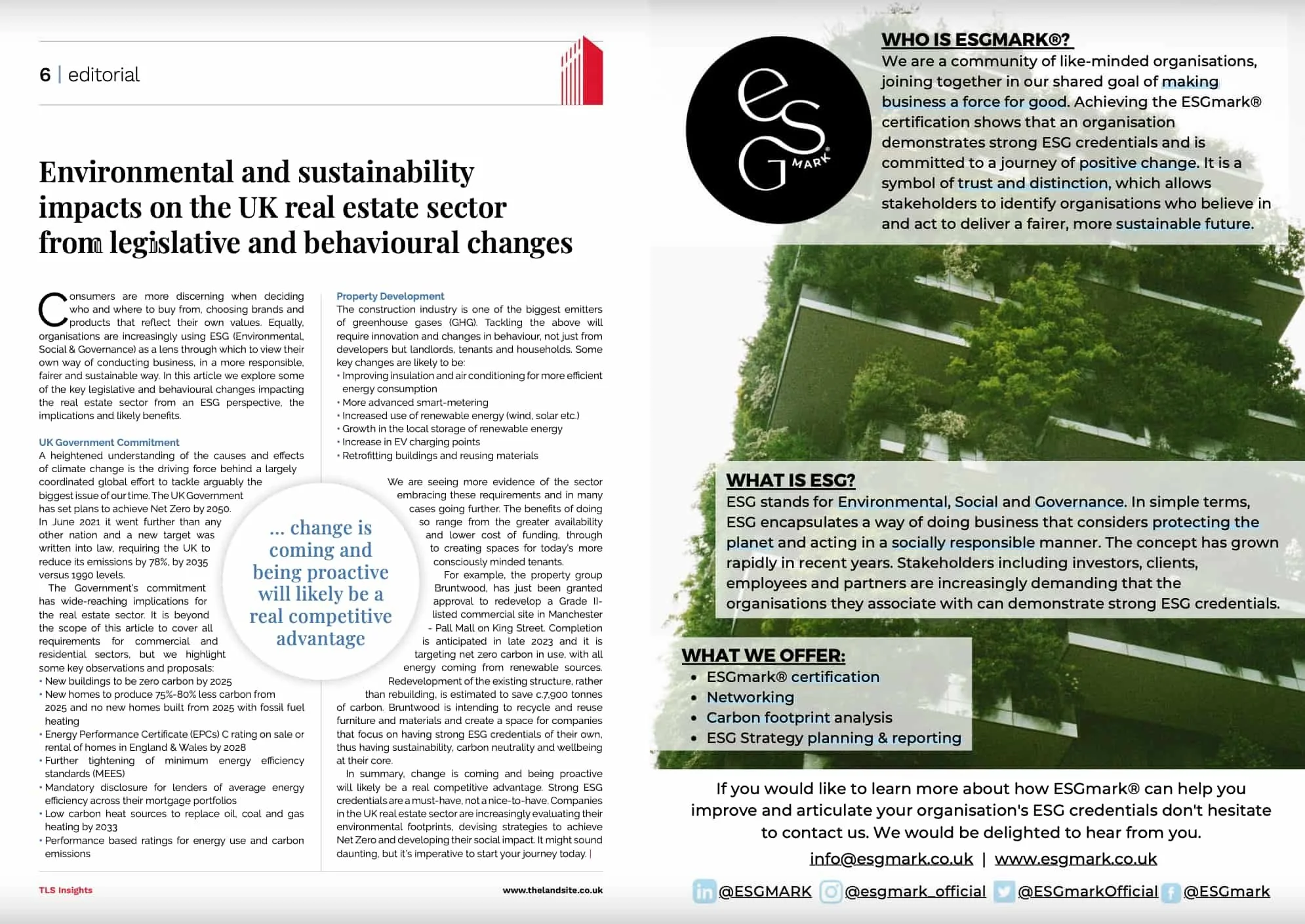 ESGmark® contribution to an editorial piece in the November 2022 edition of TLS Insights published by The Landsite