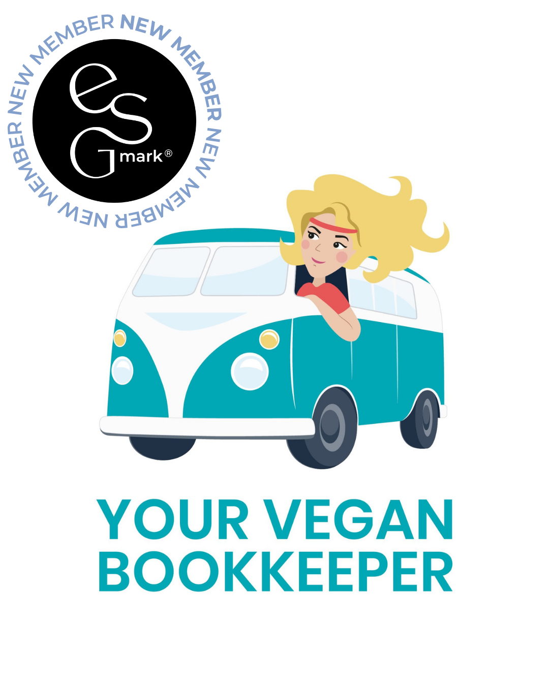 Your Vegan Bookkeeper logo and ESGmark® logo, demonstrating YVB being awarded the ESGmark® Certification, recognised for its Environmental, Social, and Governance (ESG) approach