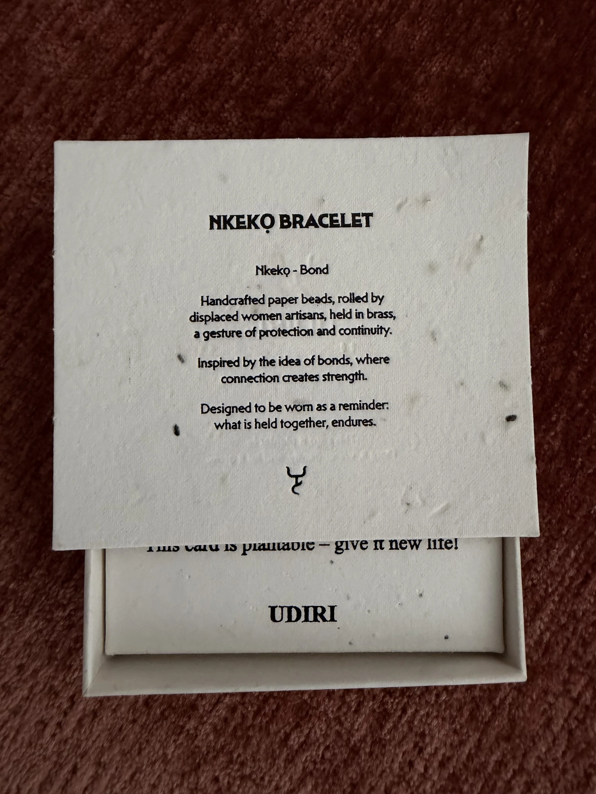 Nkeko bracelet plantable seed card