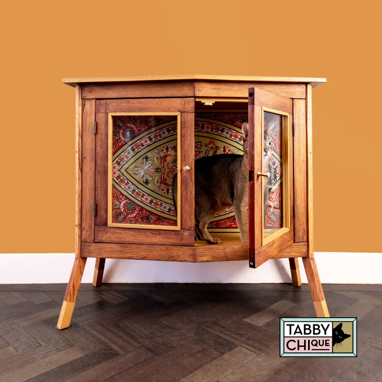 SUYUKU Katzenbett, Mona Lisa, Kratzbett, Ölgemälde, Rahmen, Katzen-Versteck im Vintage-Stil, multifunktional, groß, für Kätzchen, Höhle im Innenbereich (Nacht der Sterne, 44 x 52 x 35 cm