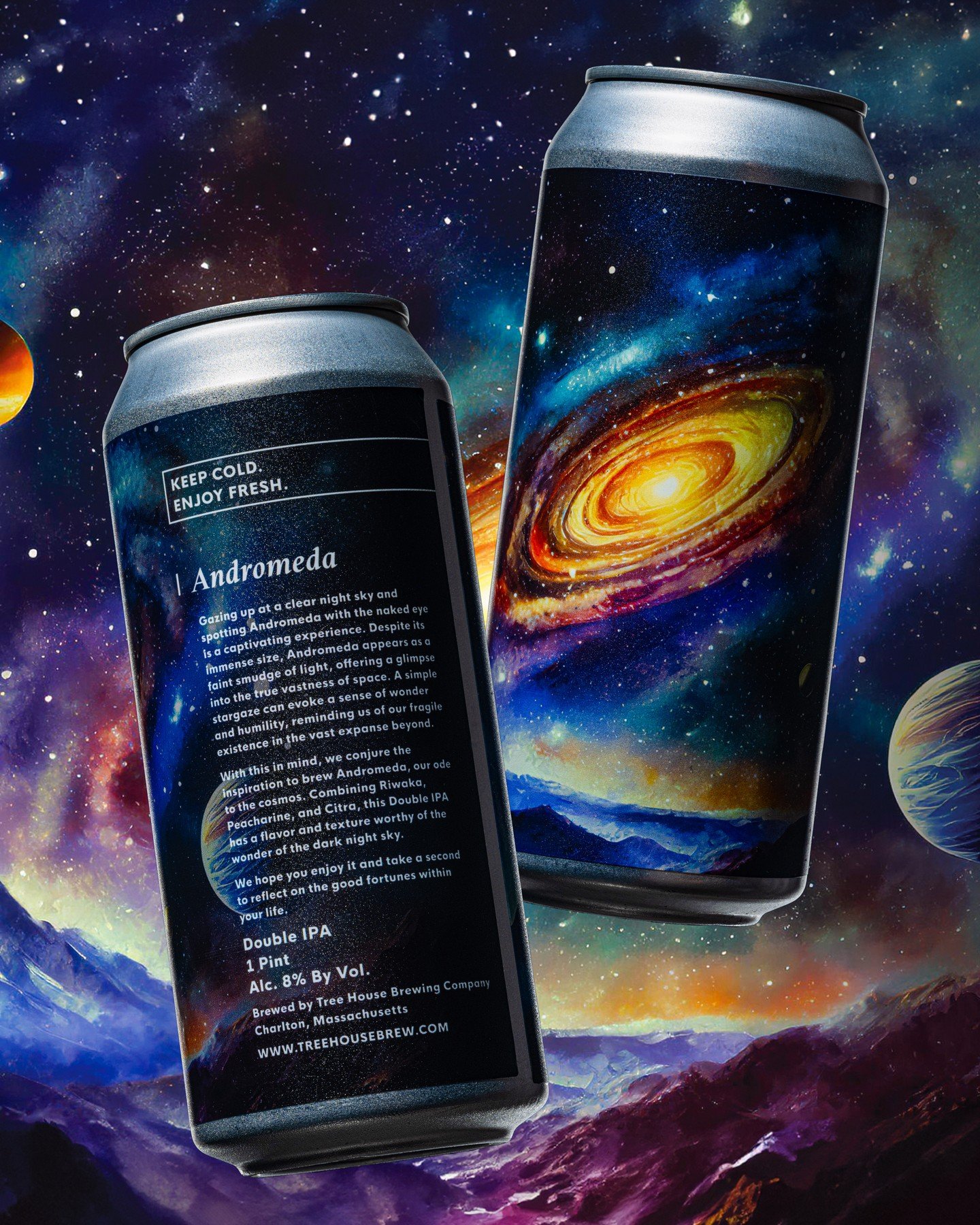 Andromeda was a sleeper hit of 2023, and we could not be more excited to bring it back again for your enjoyment.

Featuring unruly doses of Citra, Peacharine, and Riwaka, this gem expresses the best attributes of these heavily citrus and stone fruit-