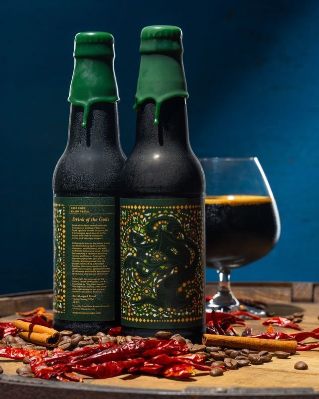 Drink of the Gods contains threads from several batches of Nascent Truth aged six months to a year. All batches were aged directly in the barrel with a blend of chipotle, ancho, and habanero peppers.

Following its time in the barrel, it was conditio