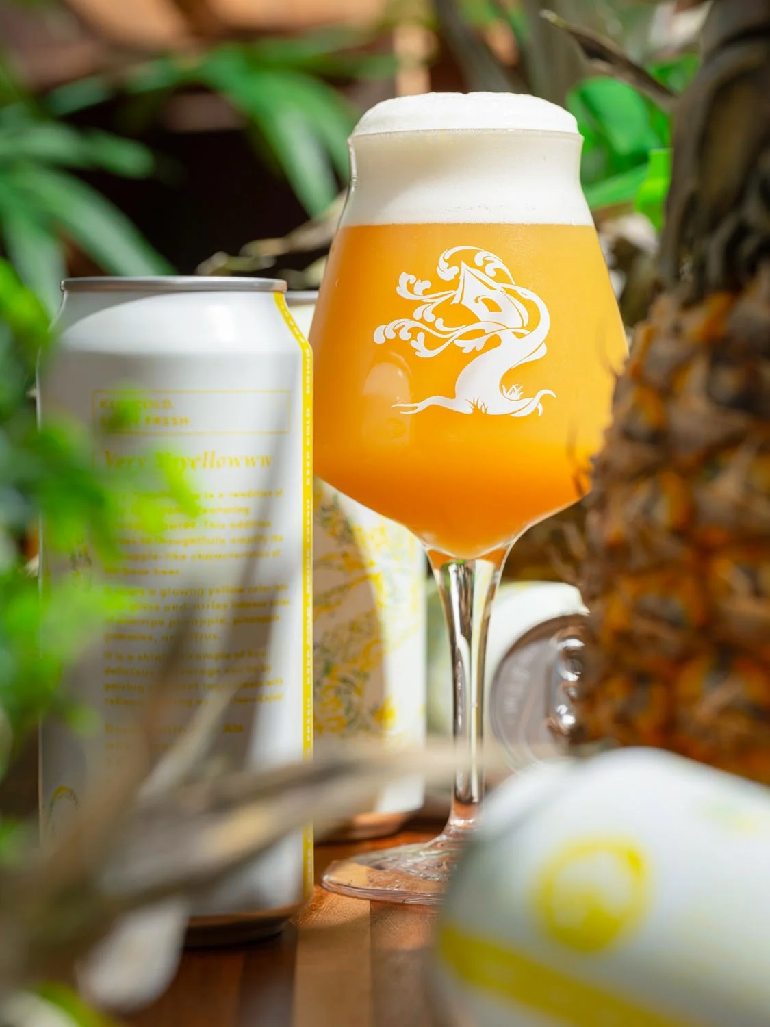 Very Yyyellowww is conditioned on an insane amount of pineapple puree. It tastes like a sweet pineapple smoothie that still ends with a signature hoppy bite from hand-selected Australian Galaxy hops. 

We're gonna need to order more pineapples after 