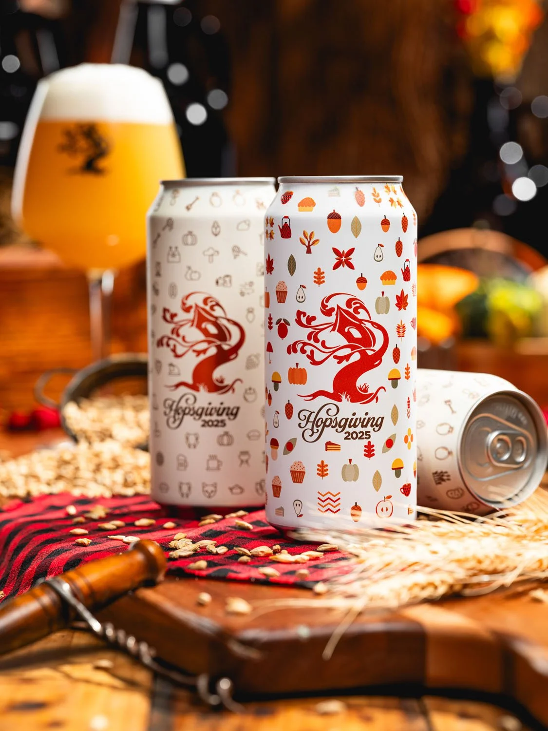 Our newest Double IPA has the largest blend of hop varieties we've ever used. As we gear up for Thanksgiving, we thought we ought to invite the entire extended family (of hops, that is).

Here's the wild lineup used in this juice bomb: Amarillo, Barb