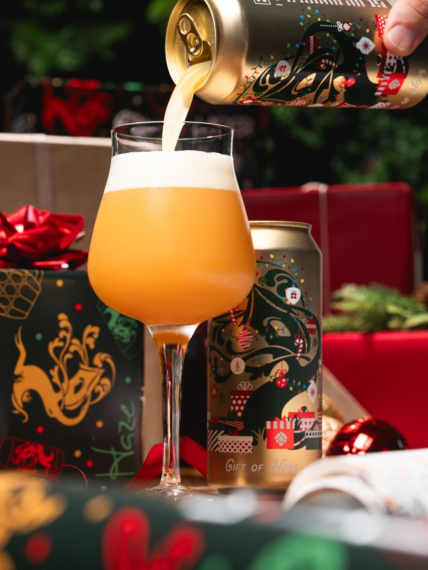 Ahh, the Gift of Hops. 

This beer features a once-a-year seasonal blend of some of our favorite American and international hop varieties. It's juicy and fluffy, predominantly featuring sweet citrus notes, and yet still finishes clean and strong with