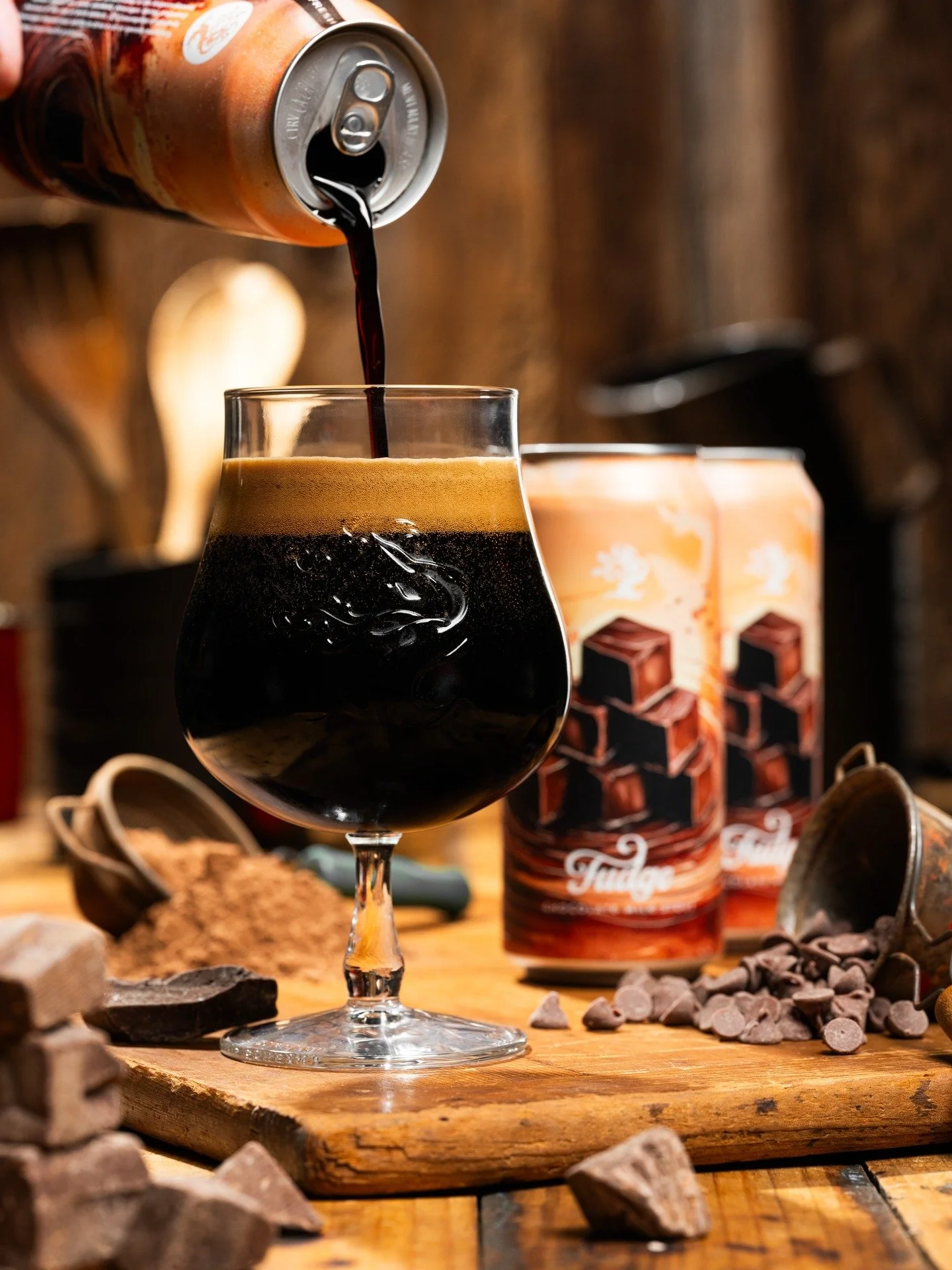 Not one, not two, but THREE killer stouts hitting the cooler today!

Fudge is an Imperial Milk Stout brewed with milk chocolate, cocoa powder, and lactose. Underneath its coffee-colored head of foam, it tastes like fresh-baked fudge from a roadside f